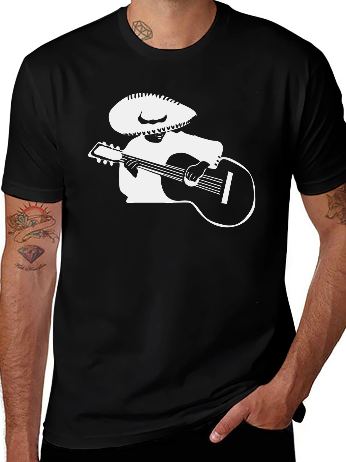 Mariachi Musician Graphic Tee - Black