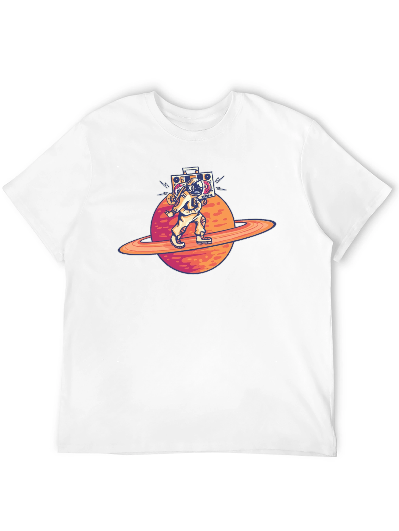 Astronaut Saturn Boombox Graphic Tee
