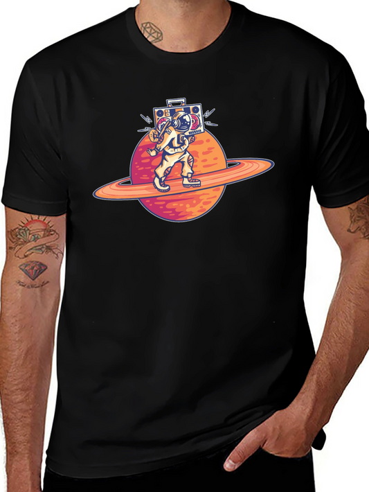 Astronaut Saturn Boombox Graphic Tee