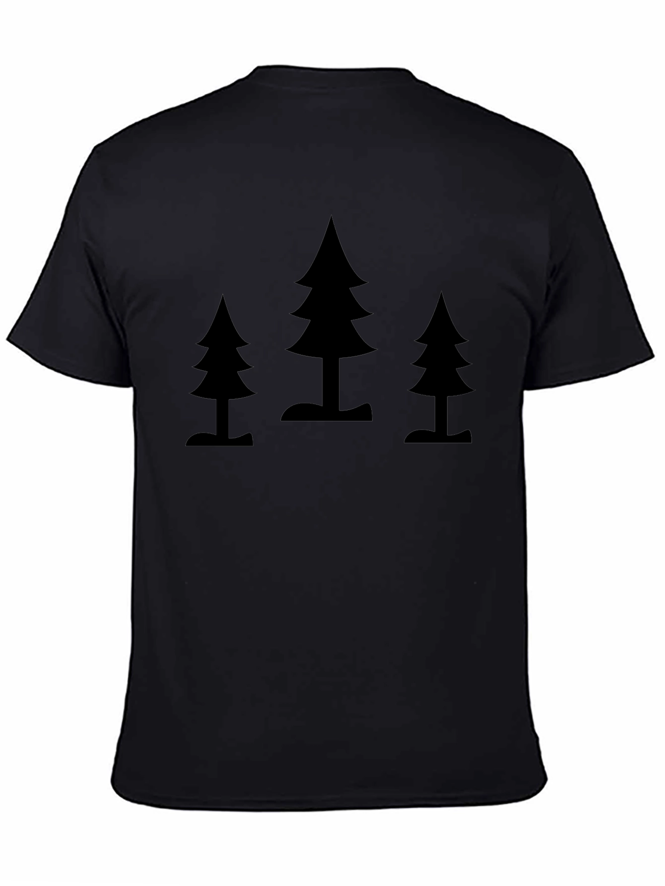 Mens Black T-Shirt with Evergreen Tree Design