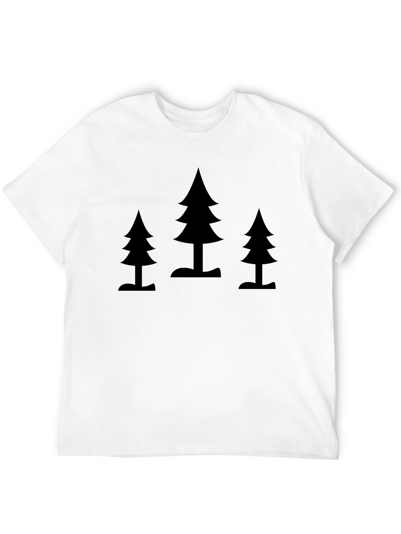 Mens Black T-Shirt with Evergreen Tree Design