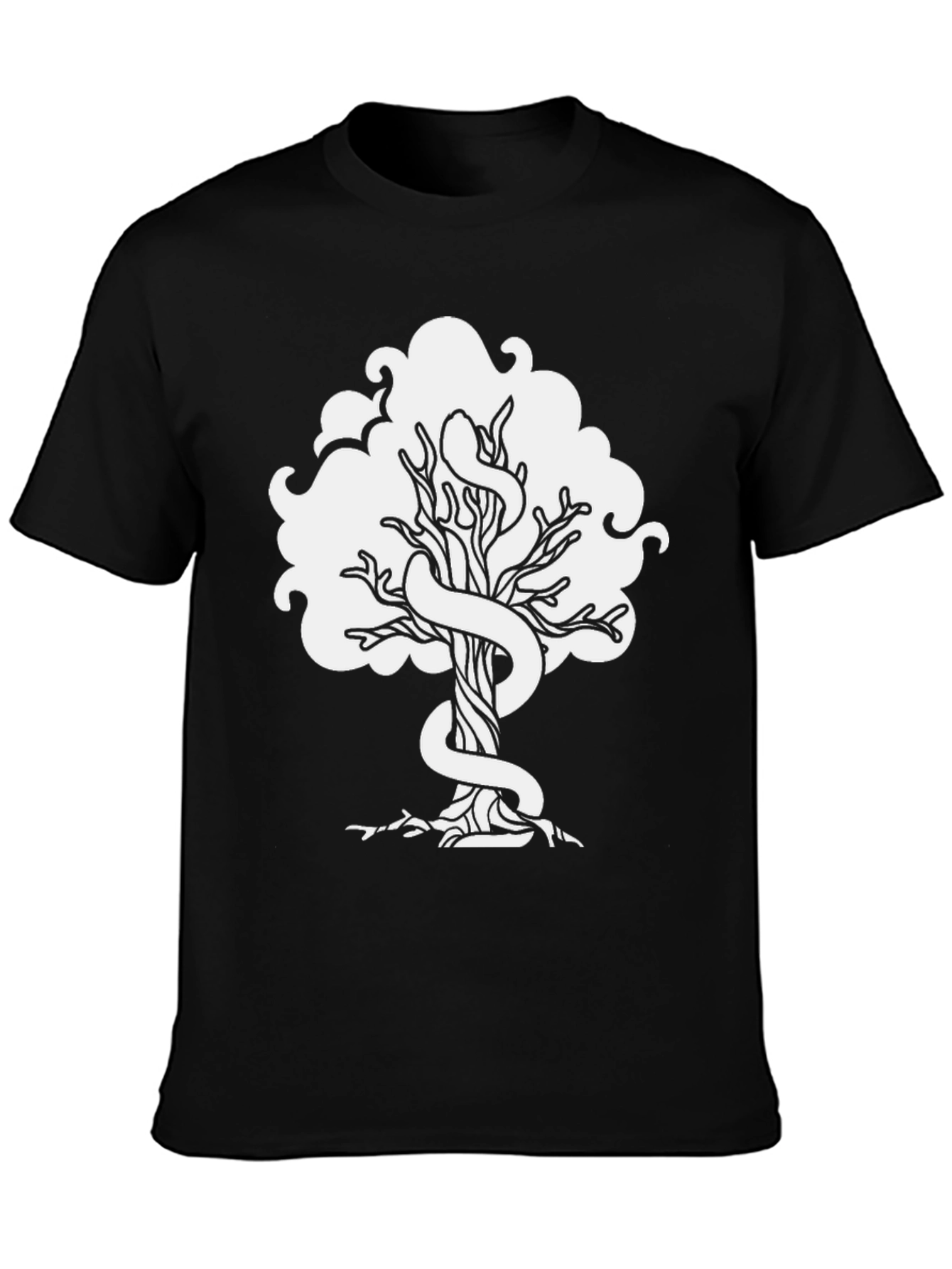 Tree of Life Snake Graphic T-Shirt - Black