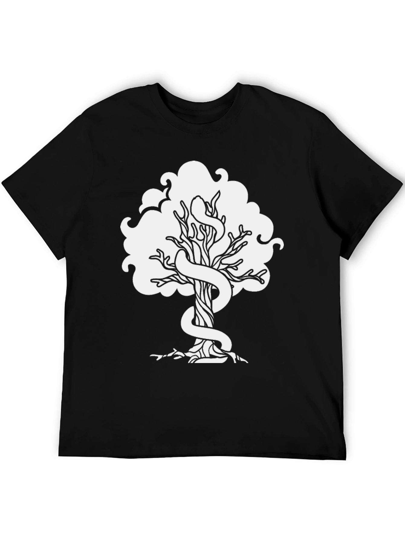 Tree of Life Snake Graphic T-Shirt - Black