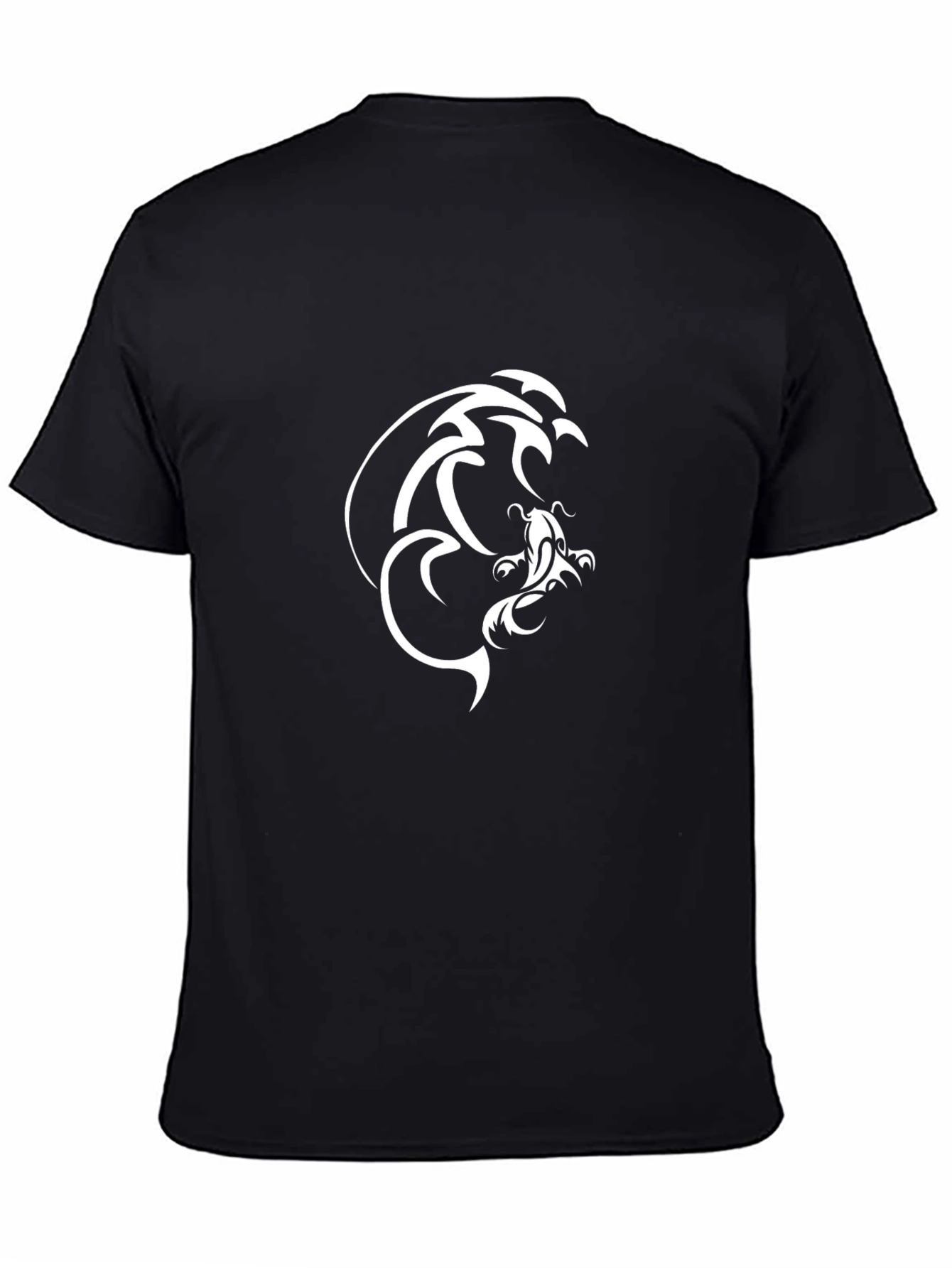 Mens Black T-Shirt with Koi Fish Graphic