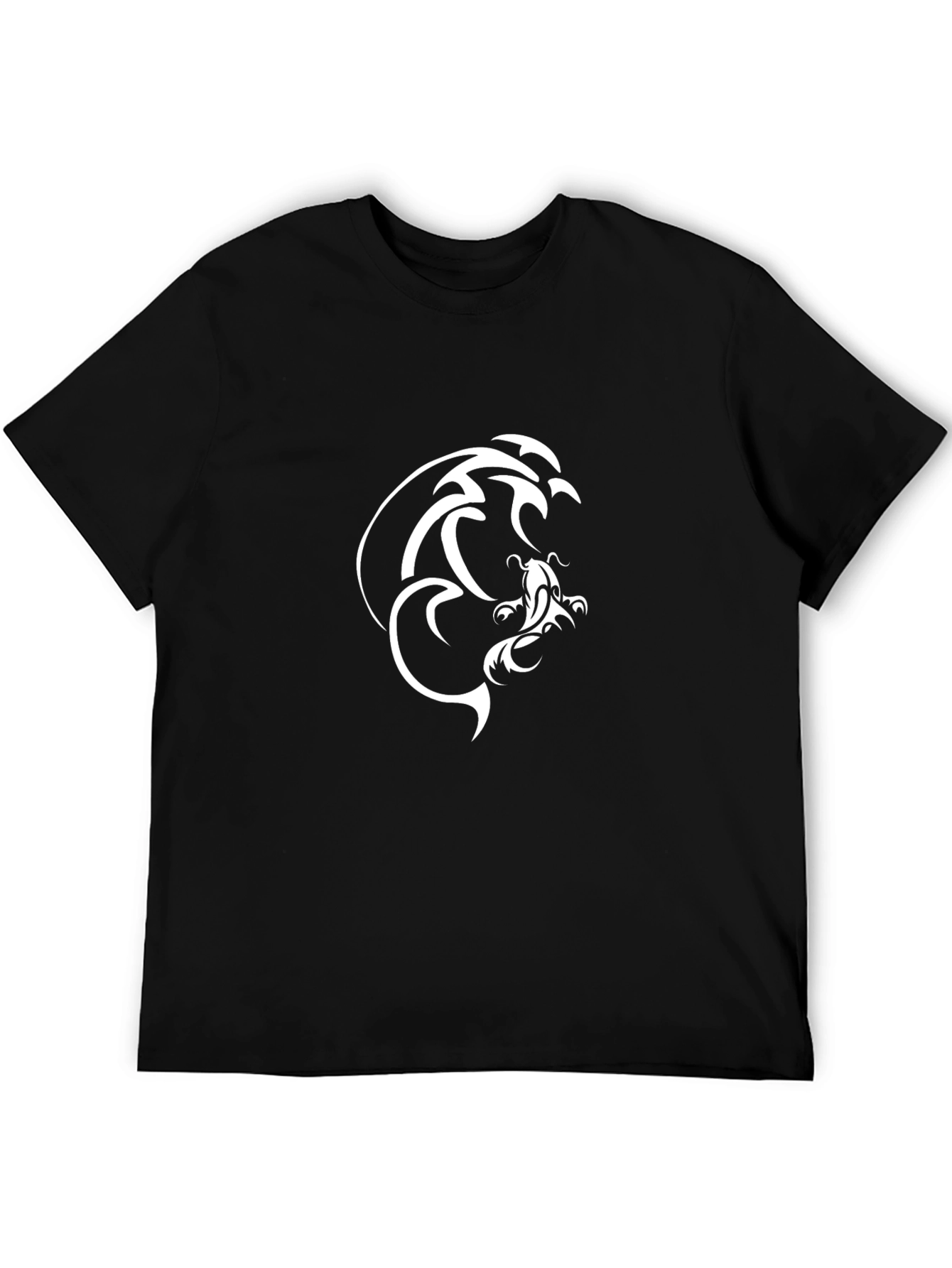 Mens Black T-Shirt with Koi Fish Graphic