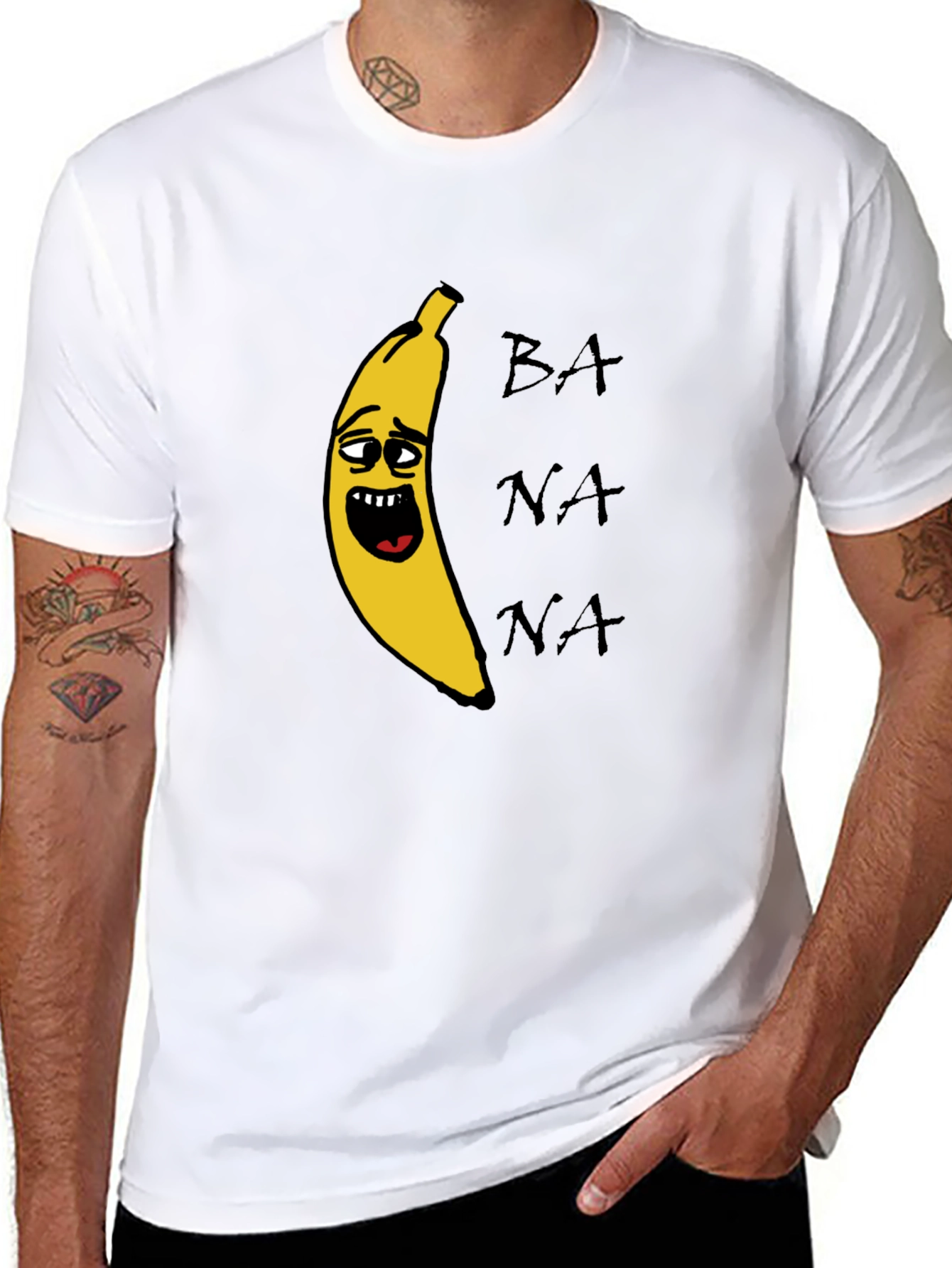 Banana Graphic Print Black T-Shirt