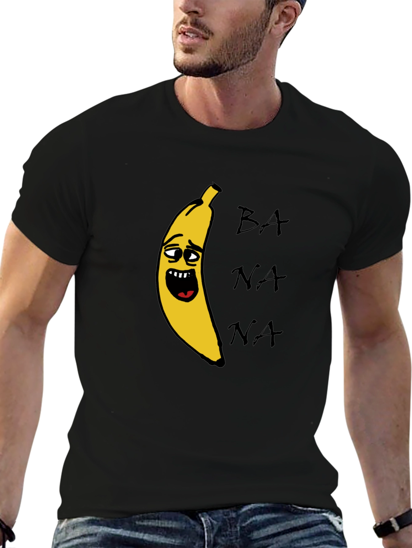 Banana Graphic Print Black T-Shirt