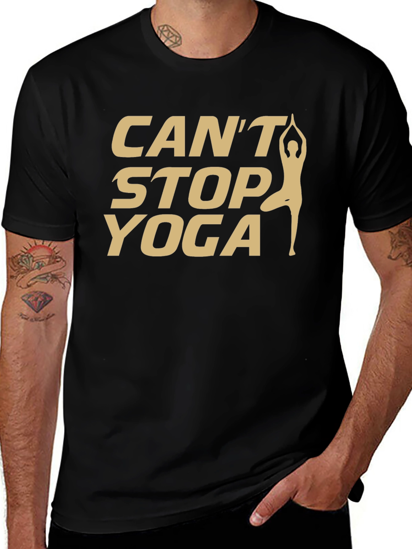 Cant Stop Yoga T-Shirt - Black Cotton Tee
