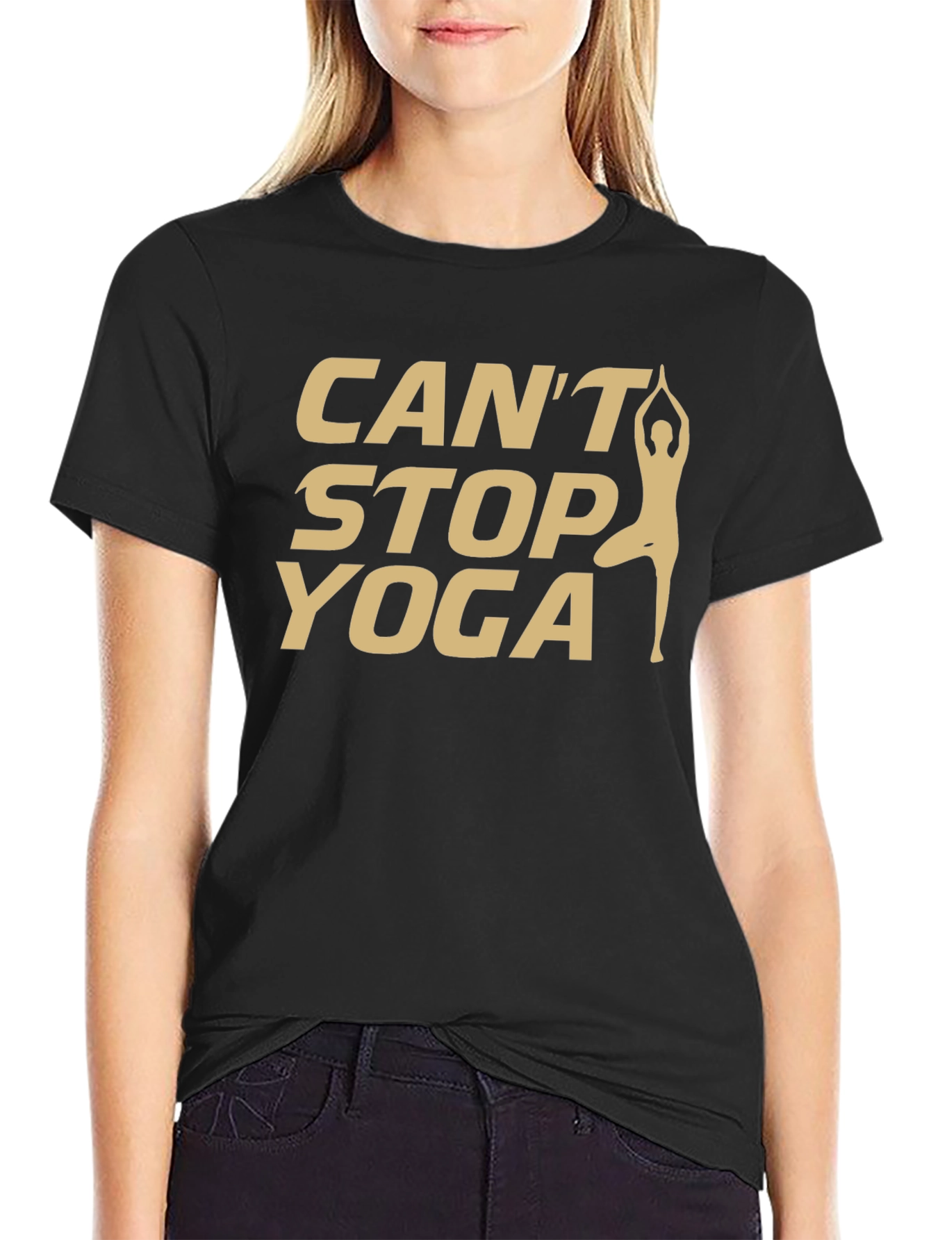 Cant Stop Yoga T-Shirt - Black Cotton Tee