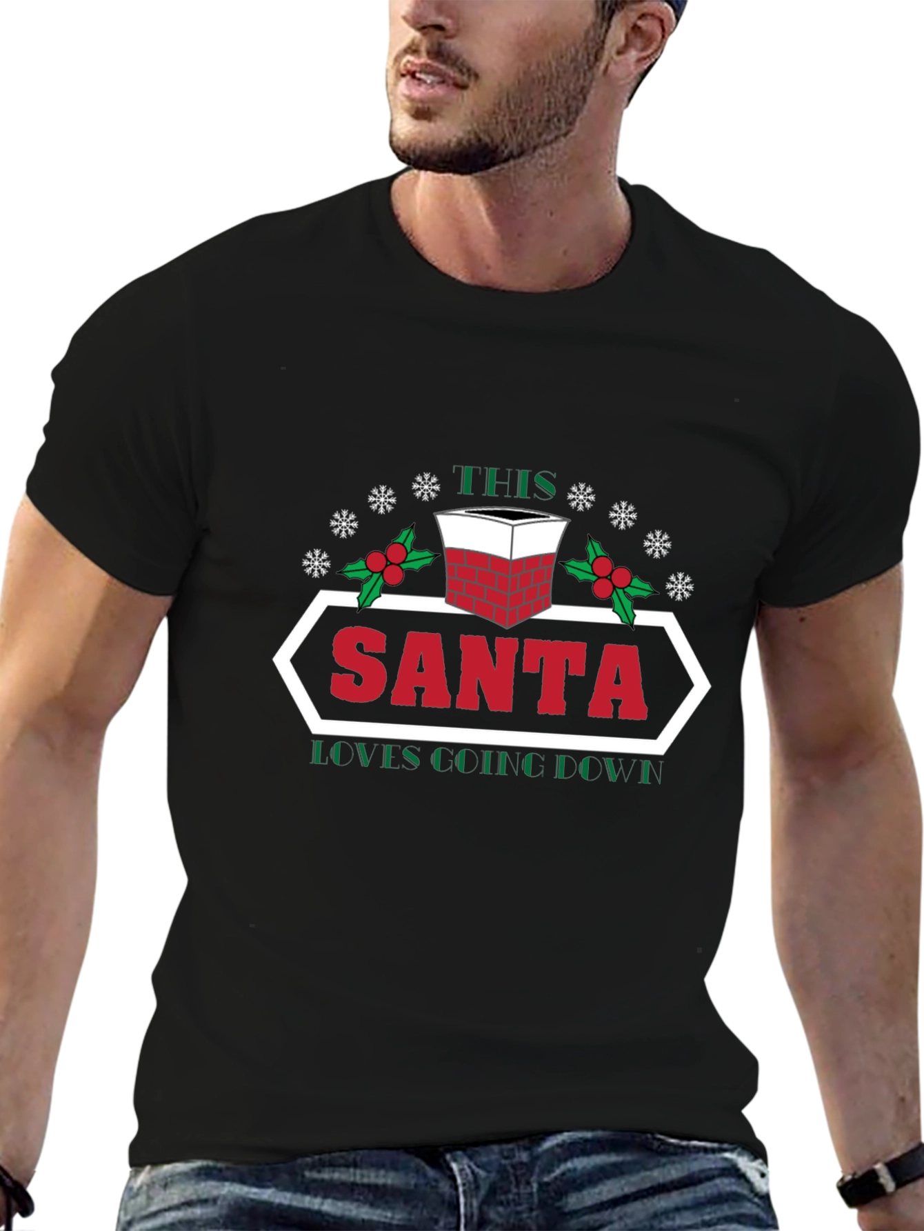 Santa Loves Coffee Christmas T-Shirt