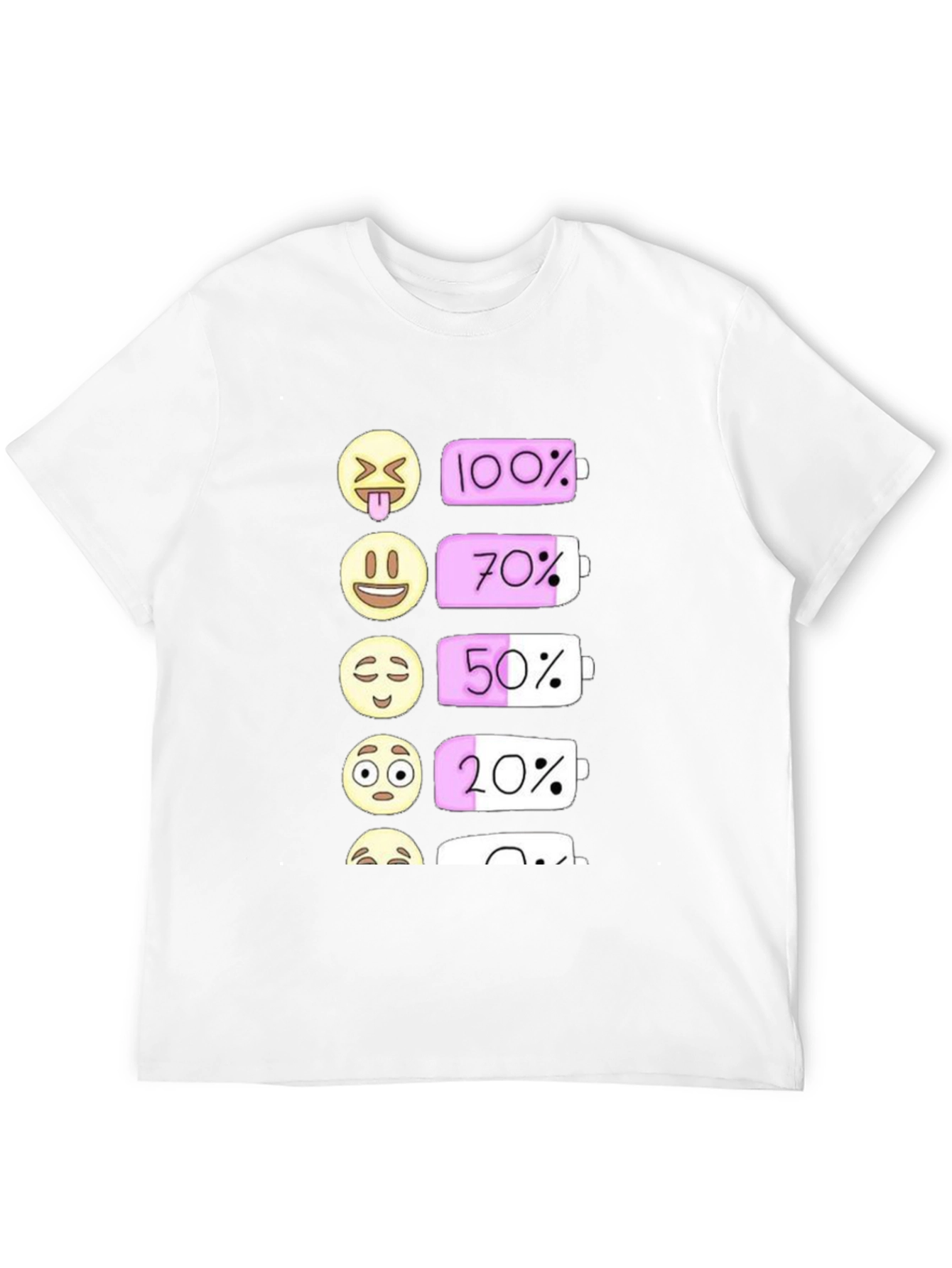 Emoji Battery Level Graphic Tee - Black Cotton T-Shirt