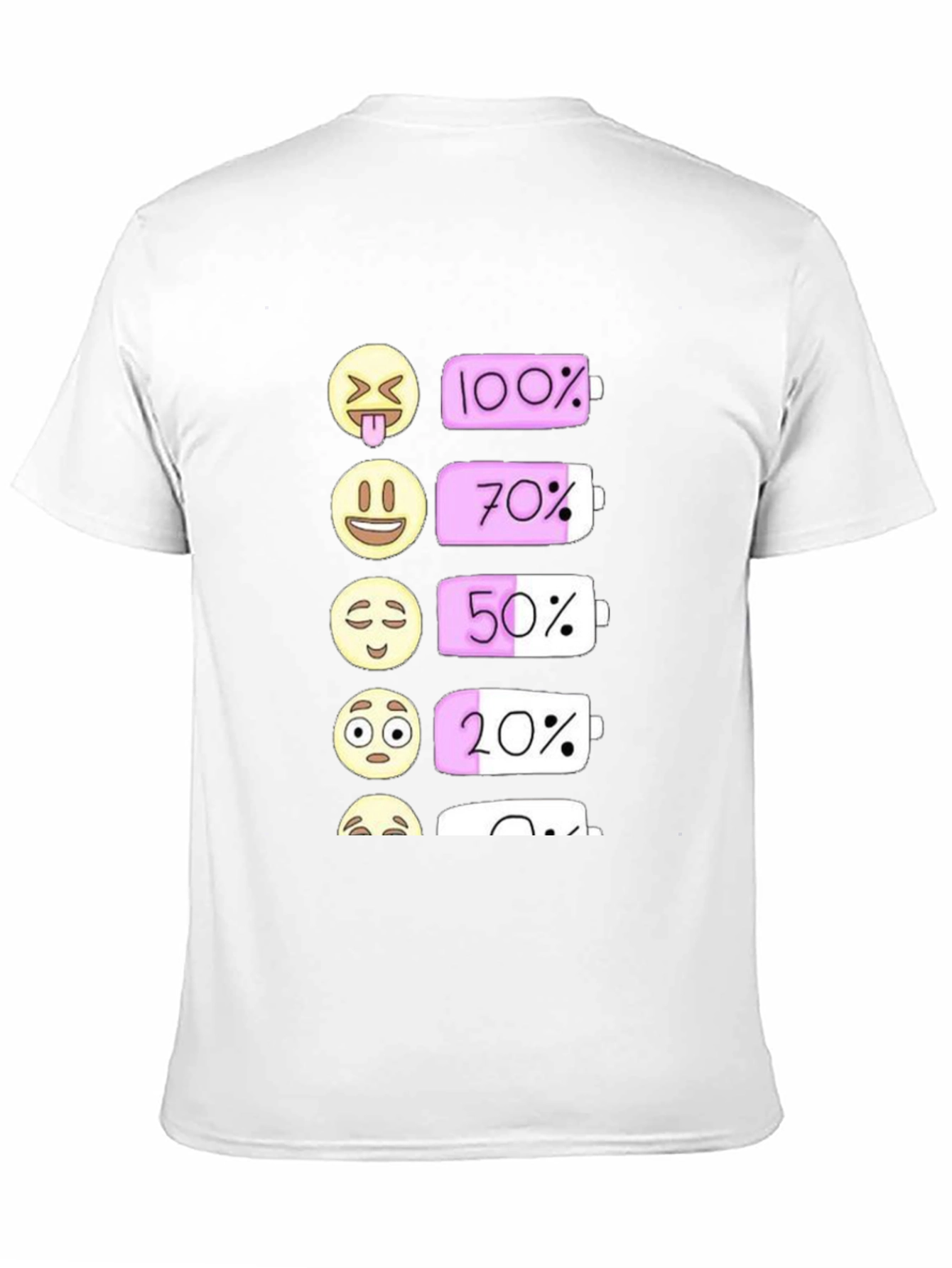 Emoji Battery Level Graphic Tee - Black Cotton T-Shirt