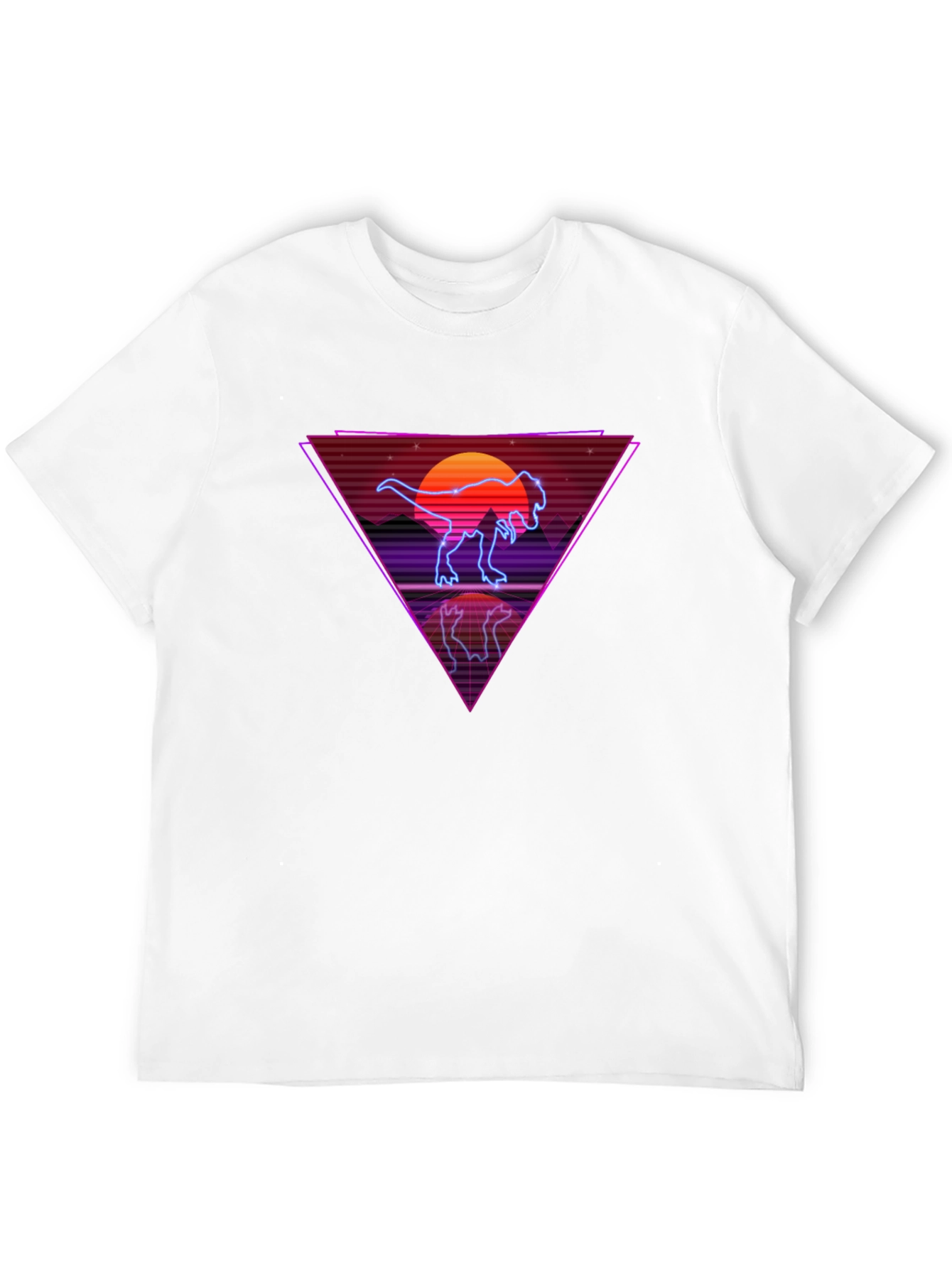 Retro Dinosaur T-Shirt - Synthwave Sunset Tee