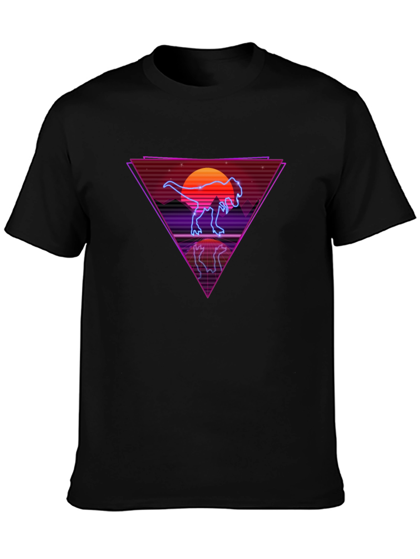 Retro Dinosaur T-Shirt - Synthwave Sunset Tee