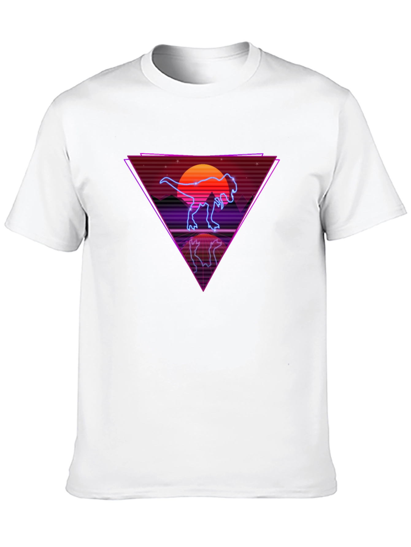 Retro Dinosaur T-Shirt - Synthwave Sunset Tee