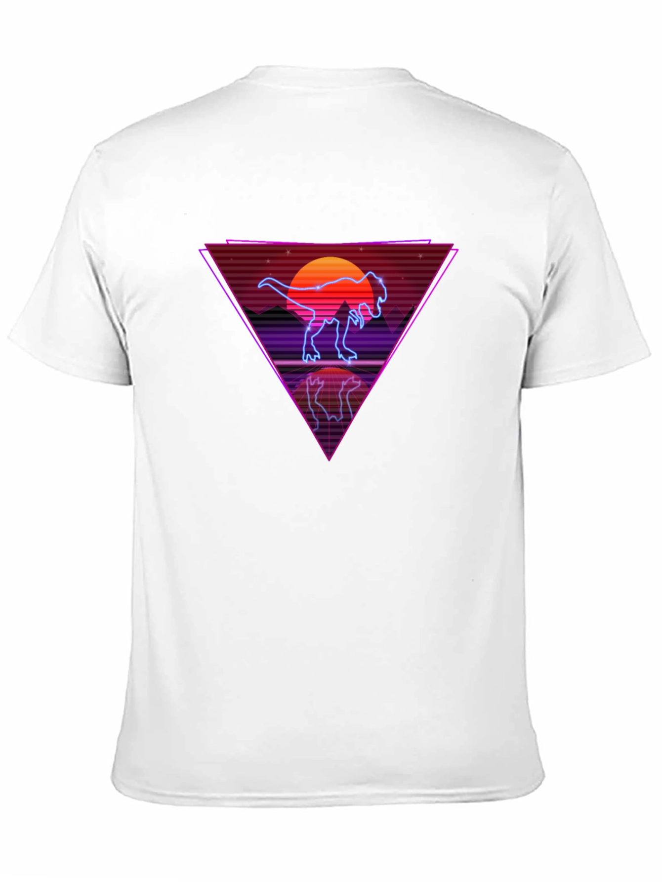 Retro Dinosaur T-Shirt - Synthwave Sunset Tee