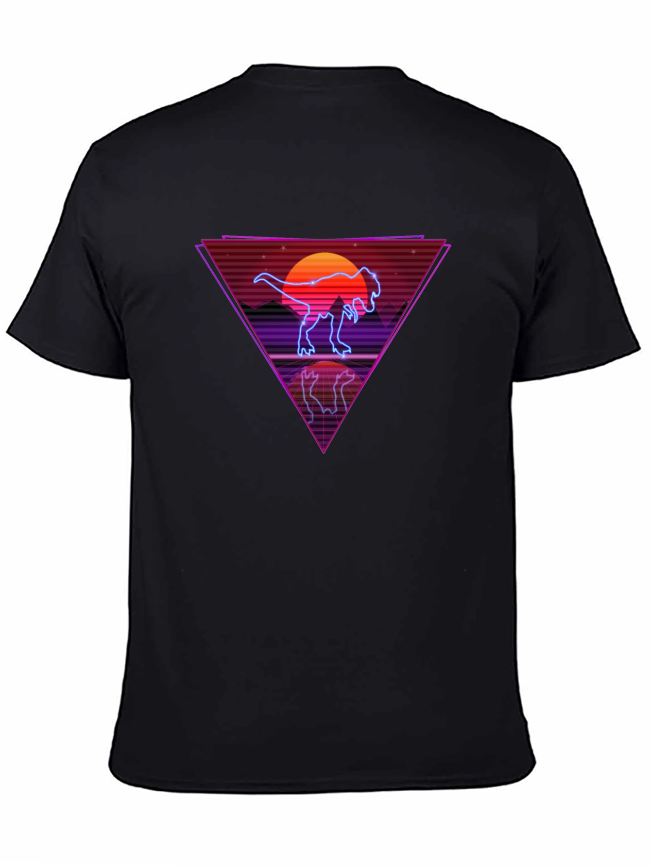 Retro Dinosaur T-Shirt - Synthwave Sunset Tee