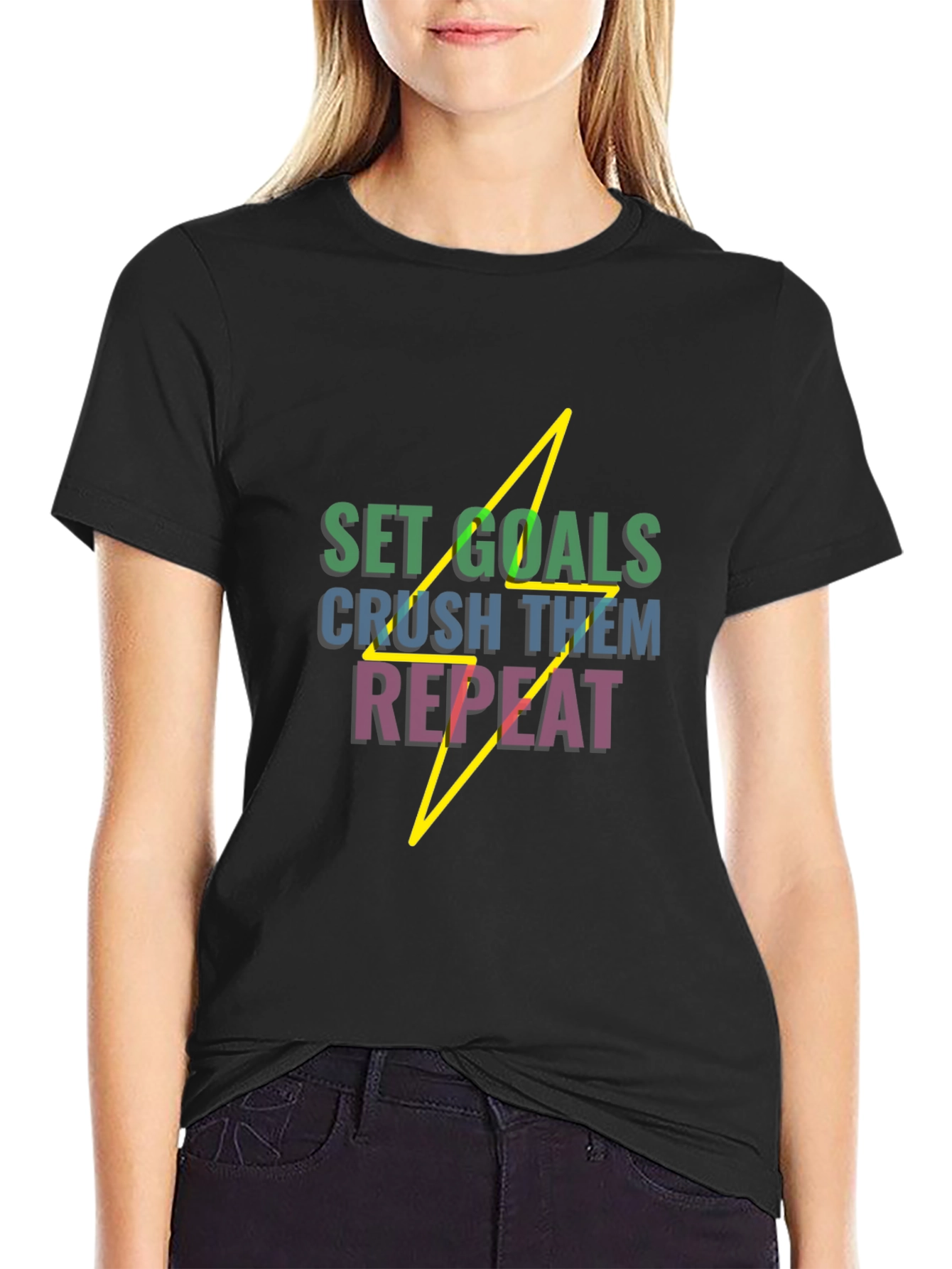 Set Goals Black Graphic Tee