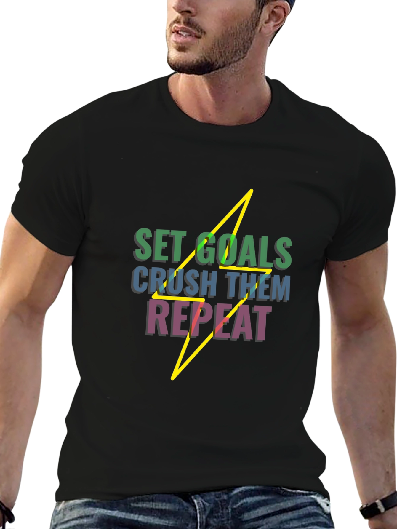 Set Goals Black Graphic Tee