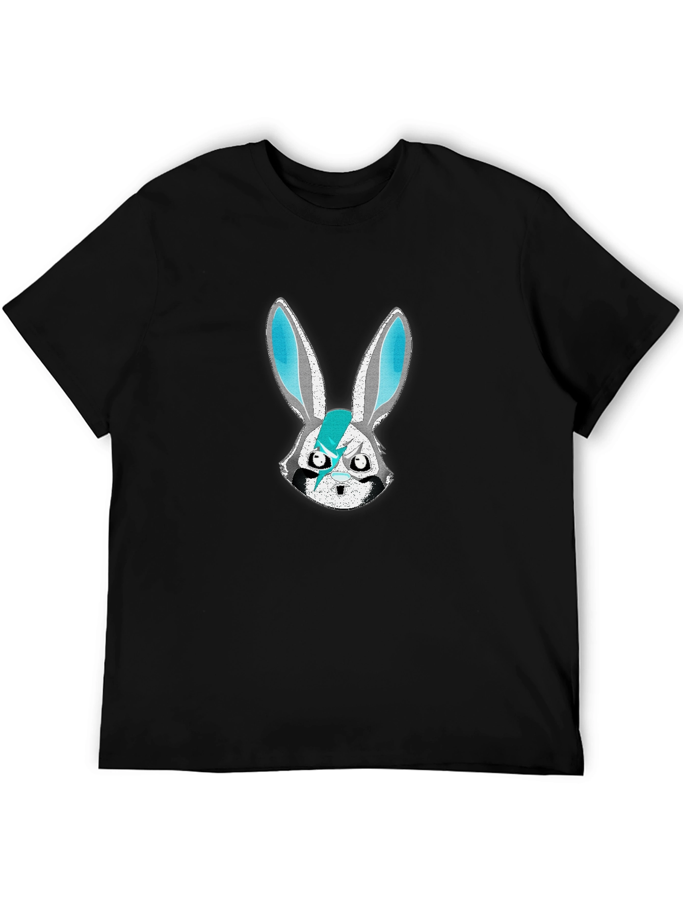 Edgy Bunny Graphic Tee - Black Cotton Blend