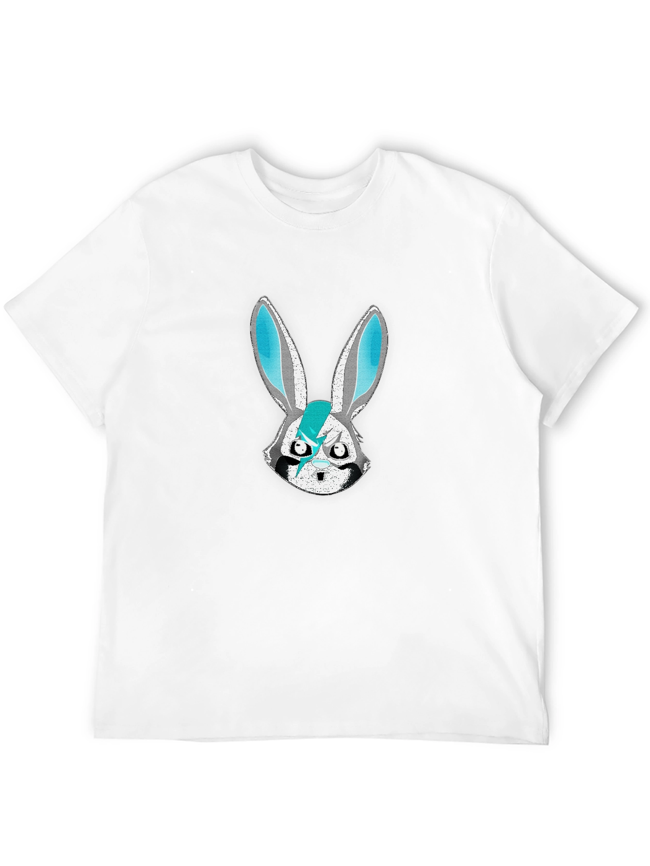 Edgy Bunny Graphic Tee - Black Cotton Blend