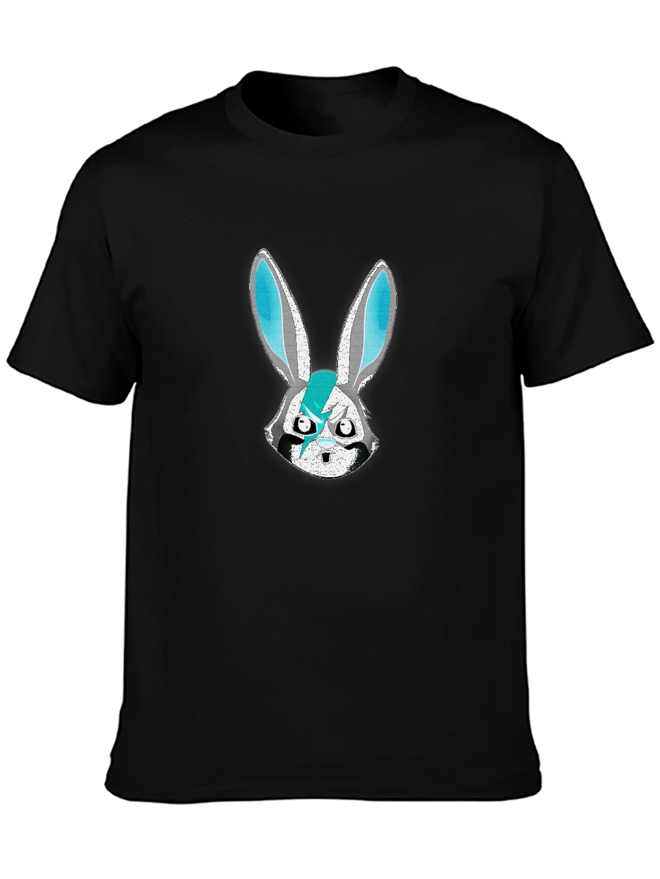 Edgy Bunny Graphic Tee - Black Cotton Blend