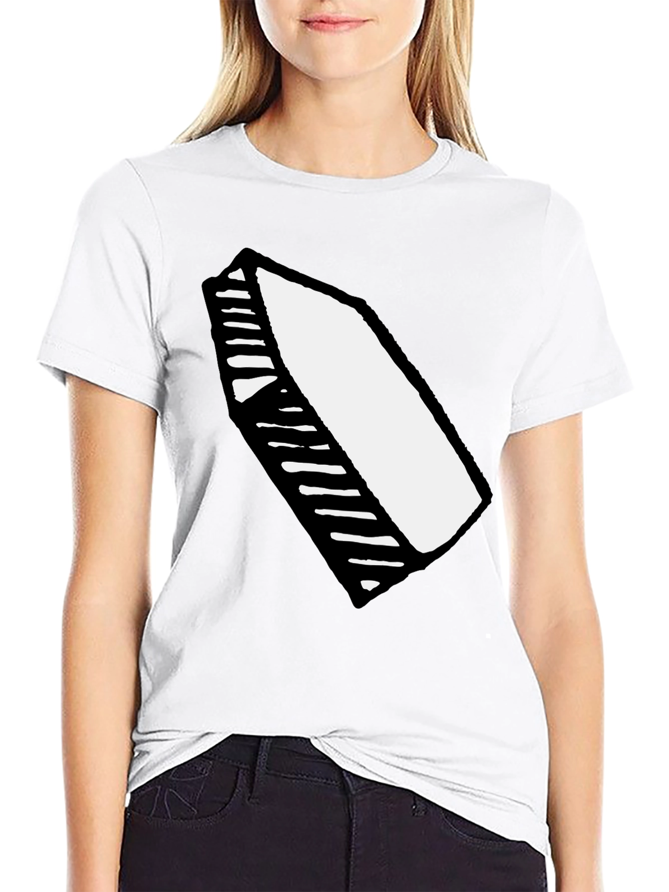 Black T-Shirt with Abstract Crayon Graphic