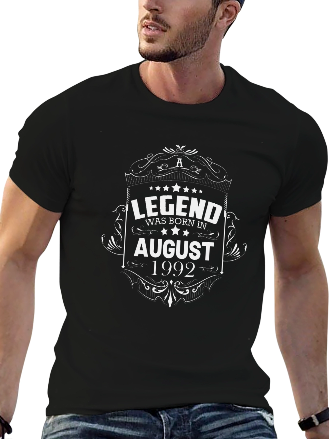 Legend Born in August 1992 Black T-Shirt