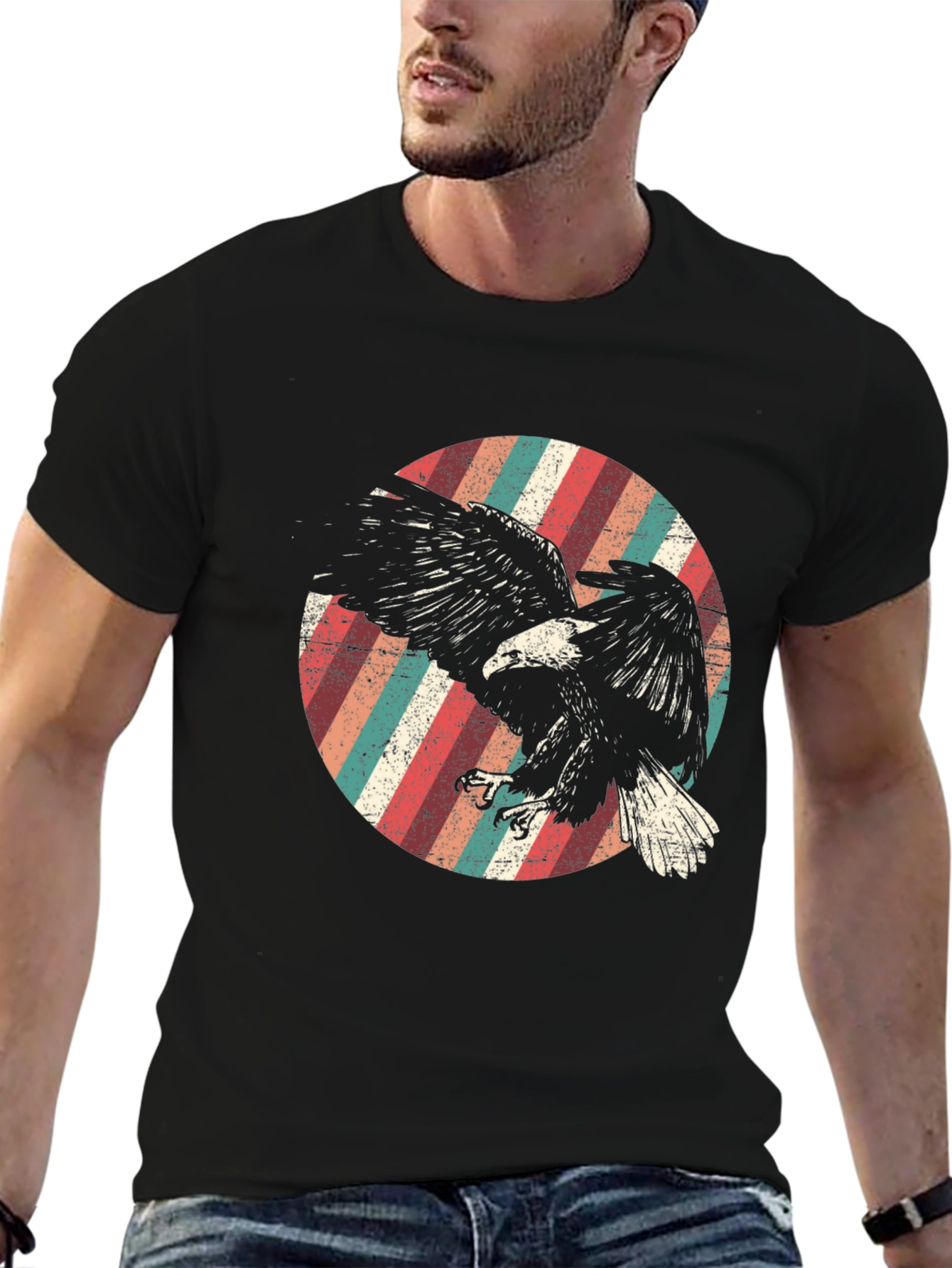 Retro Eagle Graphic Tee - Mens Black T-Shirt