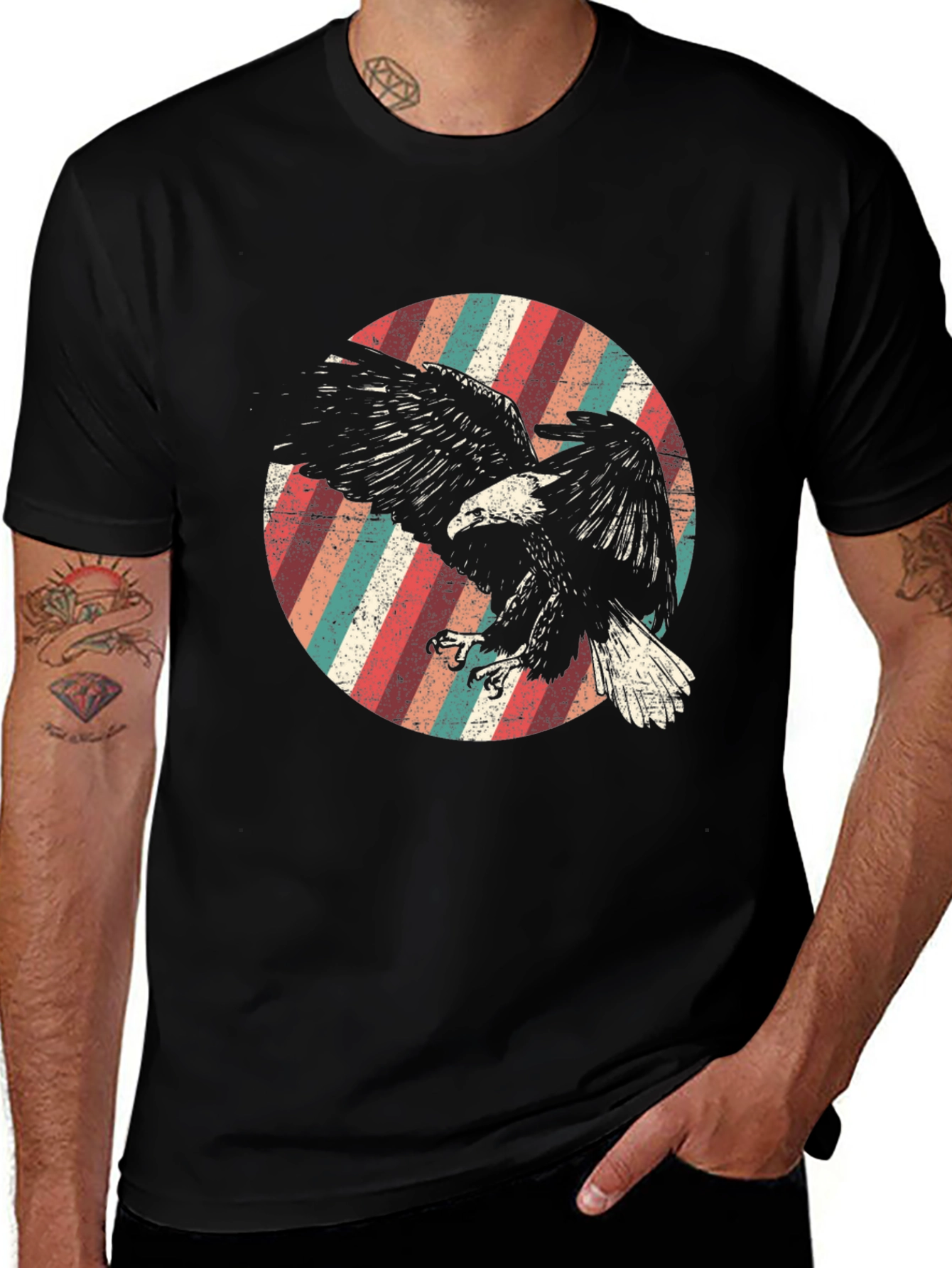 Retro Eagle Graphic Tee - Mens Black T-Shirt