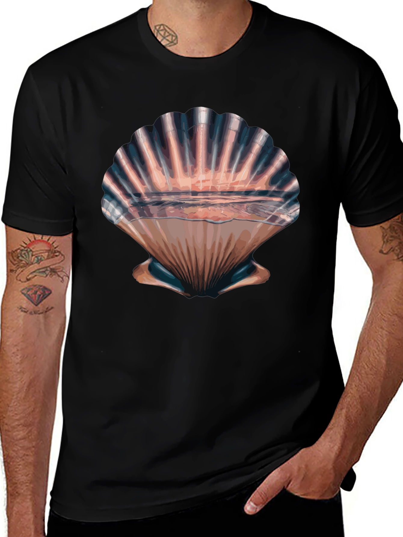 Seashell Sunset Graphic Tee - Stylish Beach Vibes