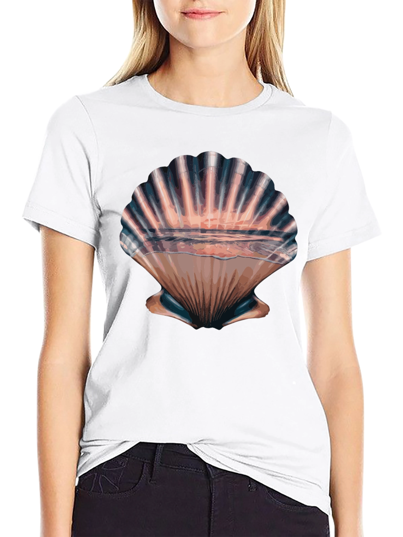 Seashell Sunset Graphic Tee - Stylish Beach Vibes