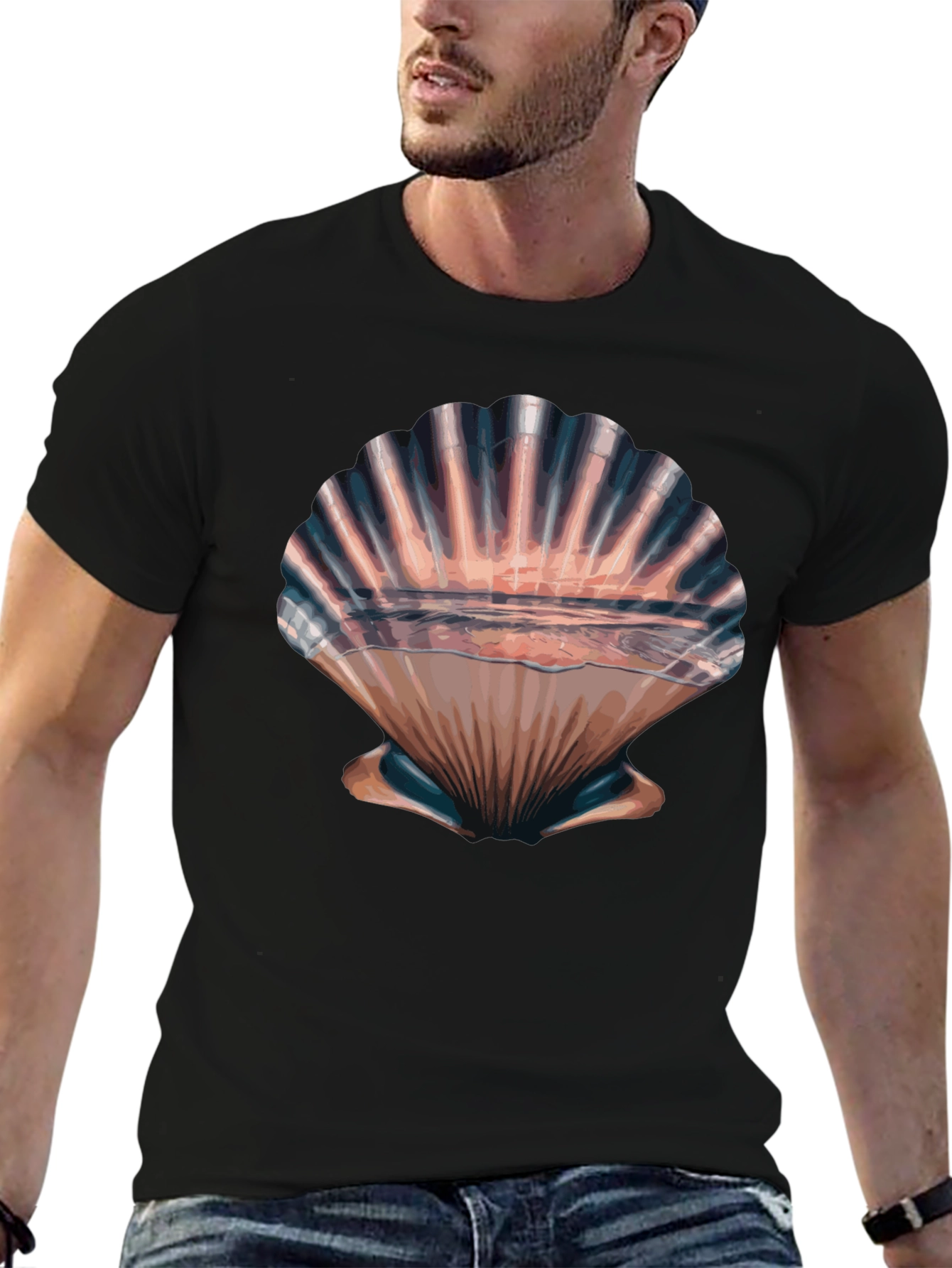 Seashell Sunset Graphic Tee - Stylish Beach Vibes