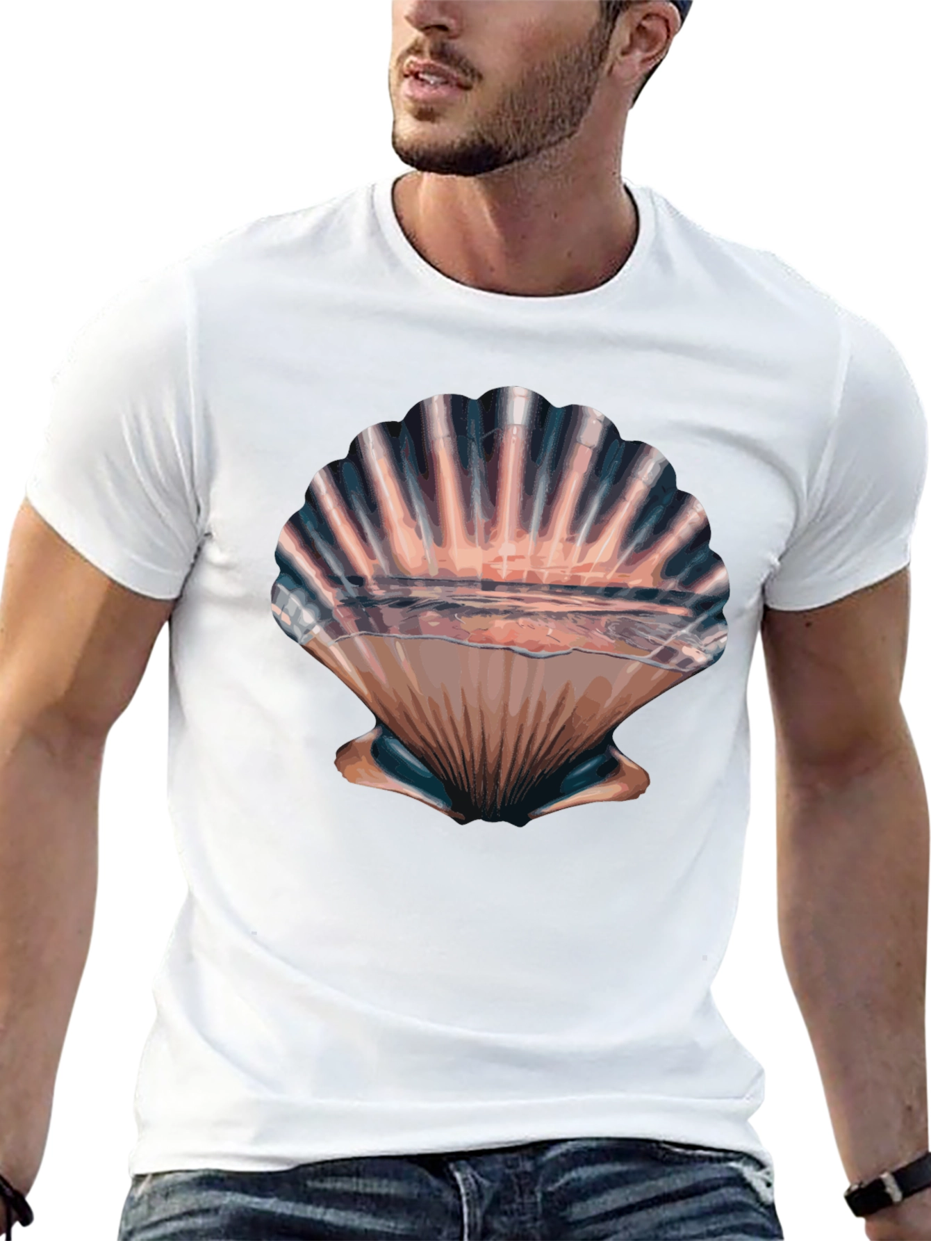 Seashell Sunset Graphic Tee - Stylish Beach Vibes