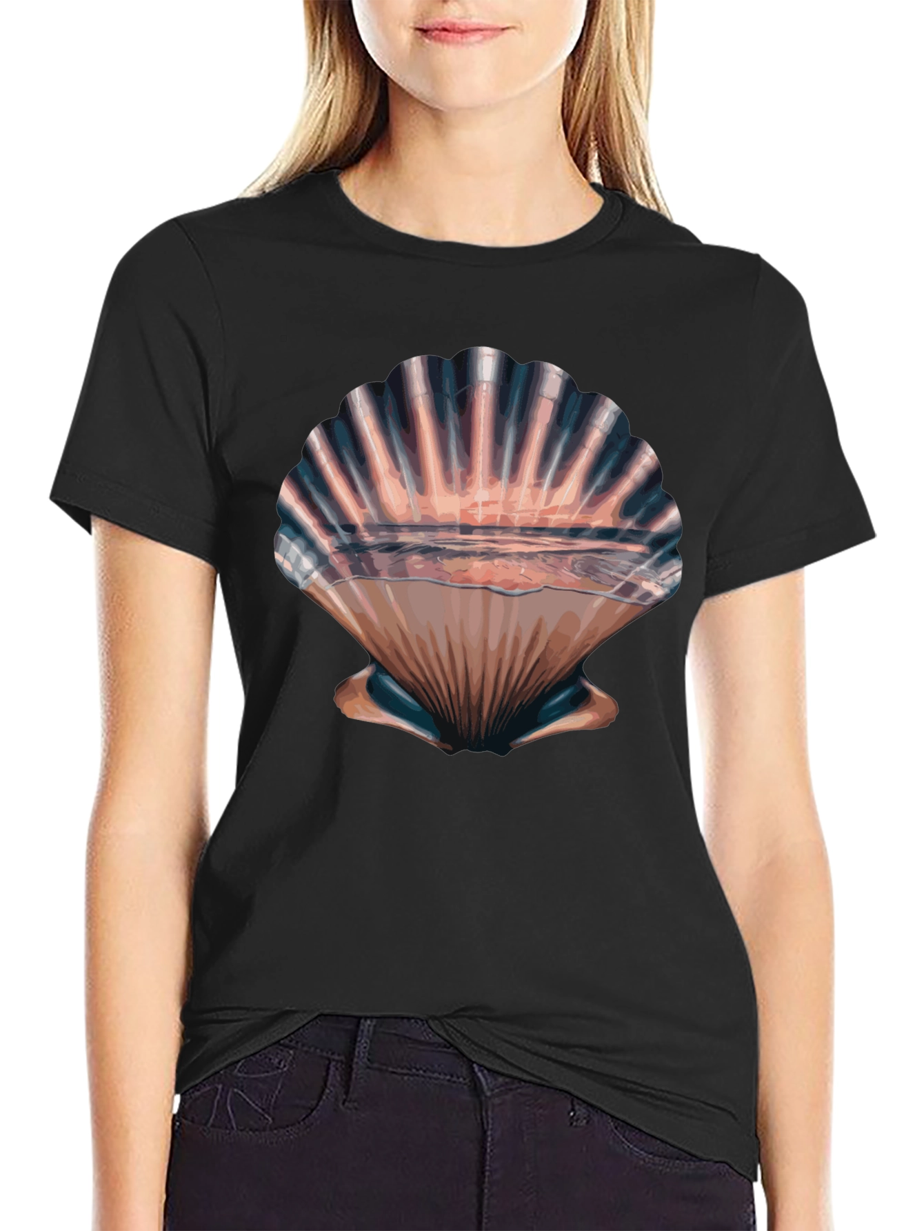 Seashell Sunset Graphic Tee - Stylish Beach Vibes