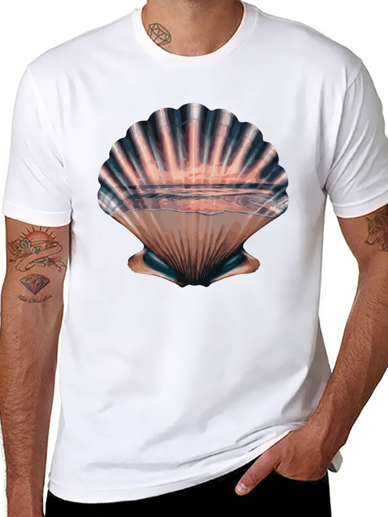 Seashell Sunset Graphic Tee - Stylish Beach Vibes