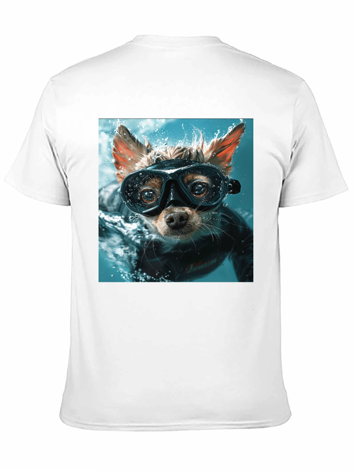 Funny Dog Diver Graphic Tee - Black Cotton T-Shirt