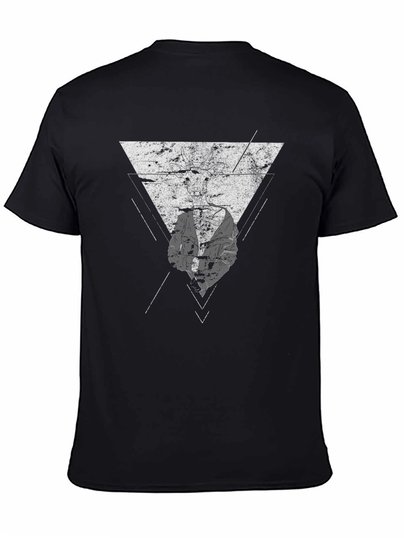 Modern Geometric Graphic Print Black T-Shirt