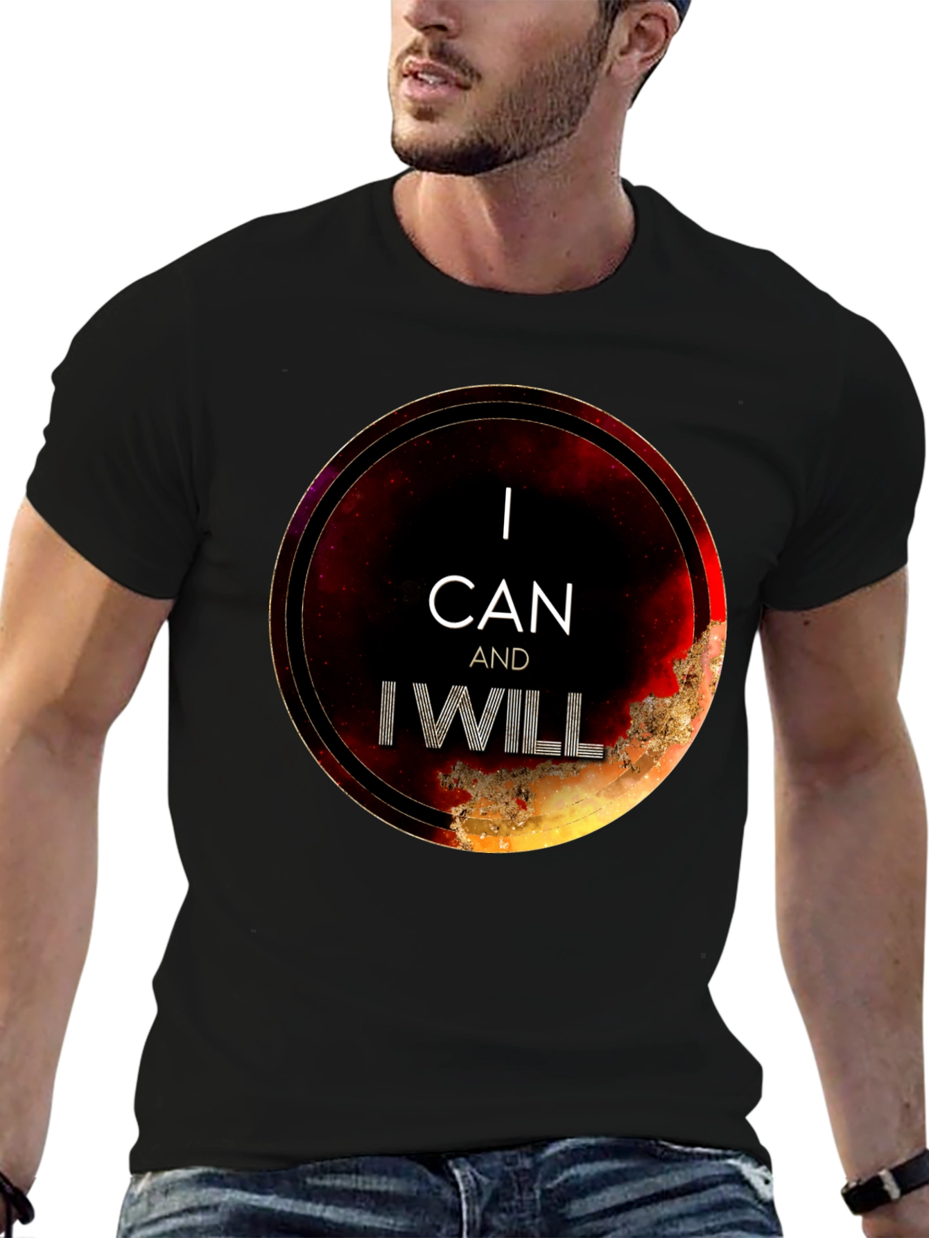 I Can and I Will Motivational Black T-Shirt