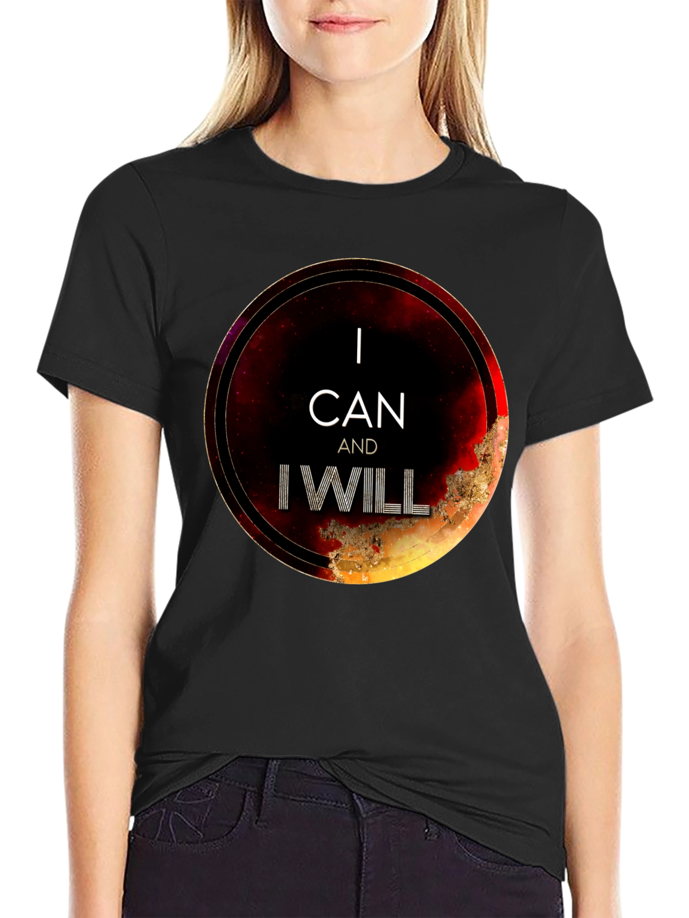 I Can and I Will Motivational Black T-Shirt