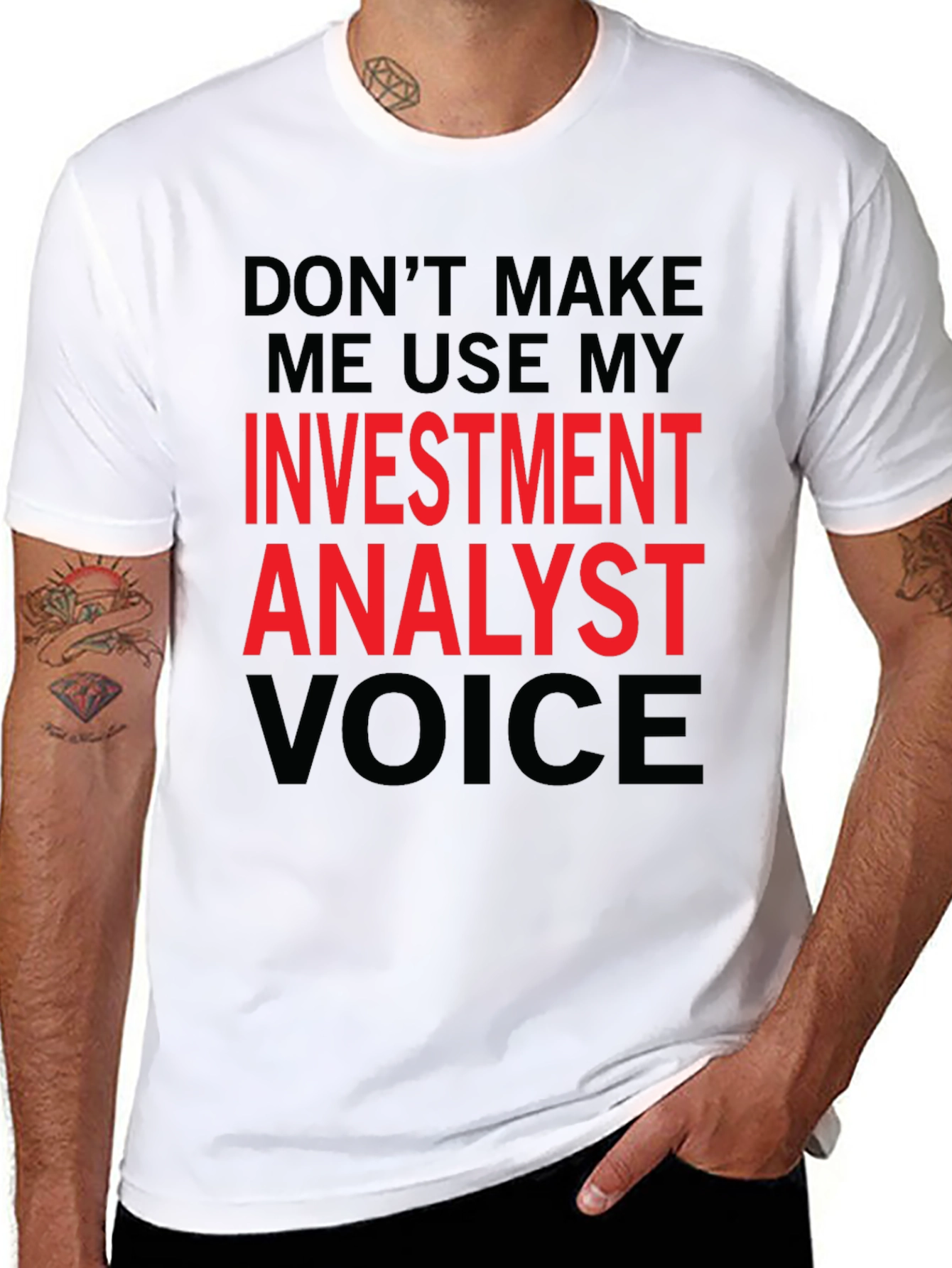 Investment Analyst Voice Tee - Funny Black T-Shirt