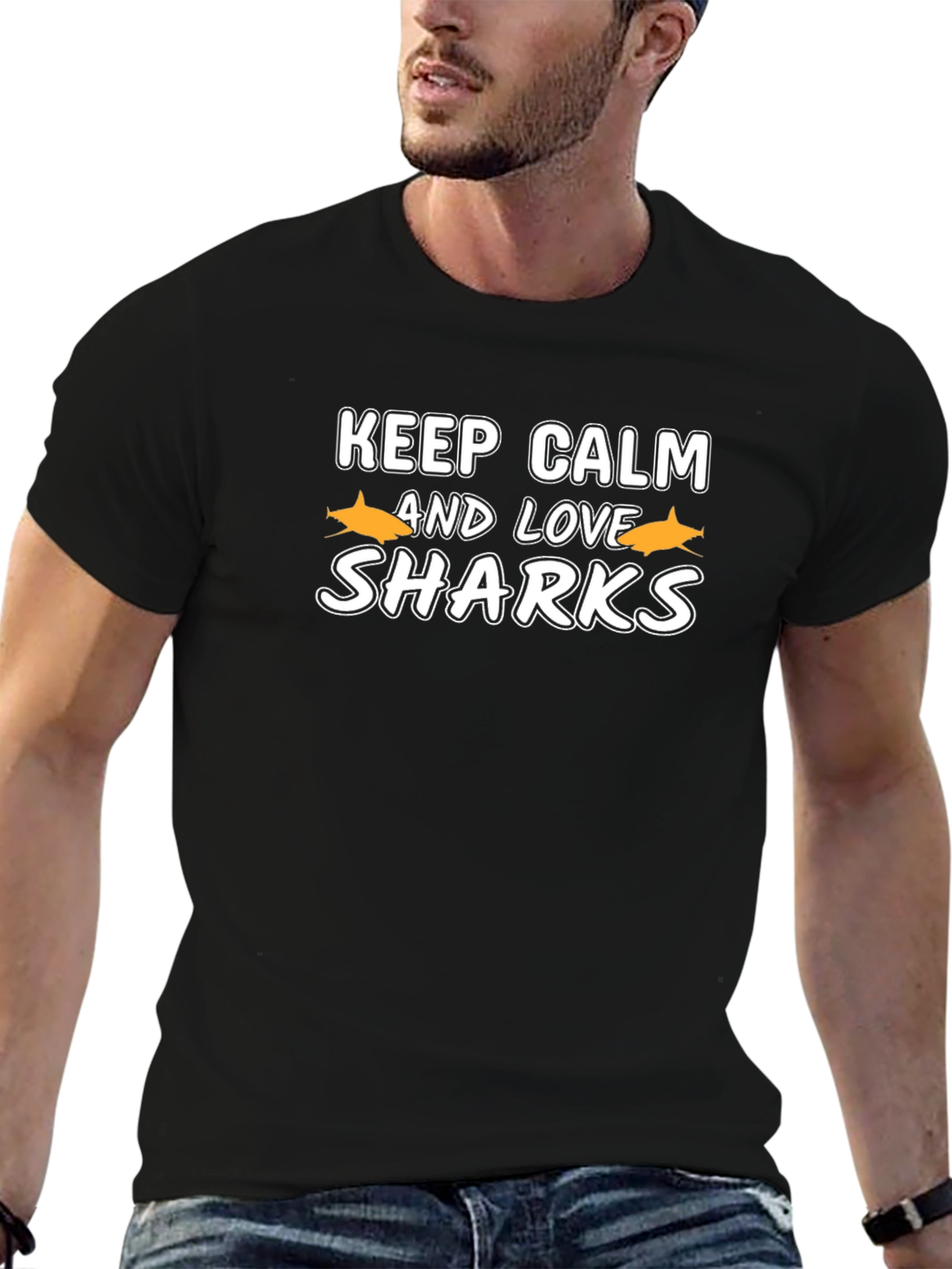 Keep Calm & Love Sharks Graphic T-Shirt