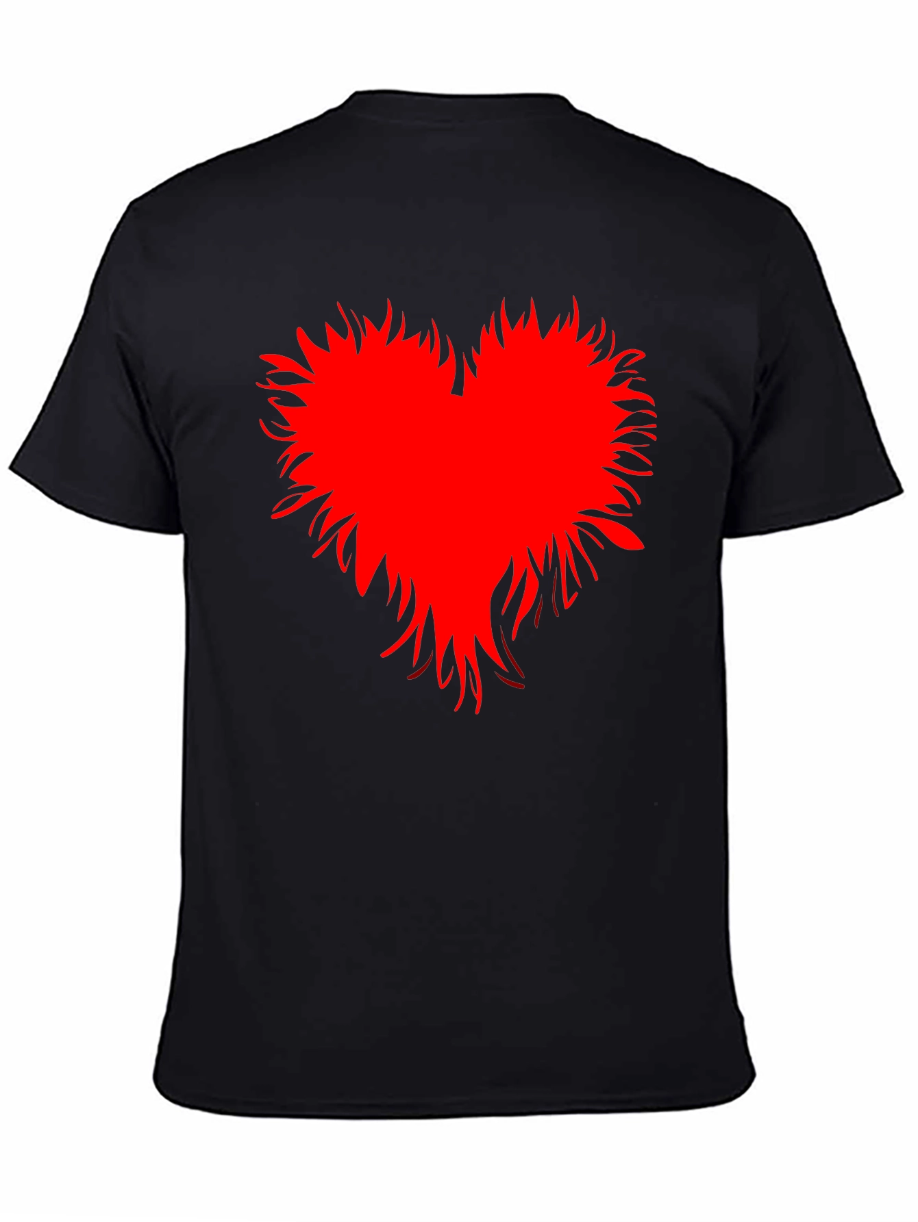 Edgy Red Heart Graphic Black T-Shirt