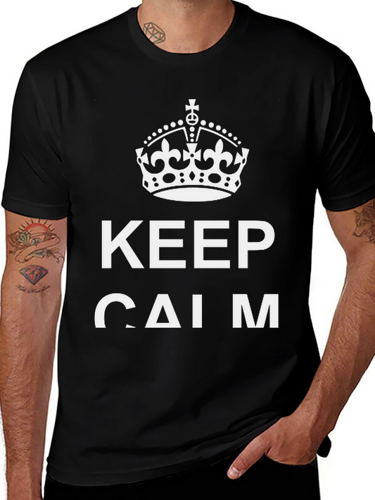 Keep Calm Graphic Tee - Black Cotton Blend T-Shirt
