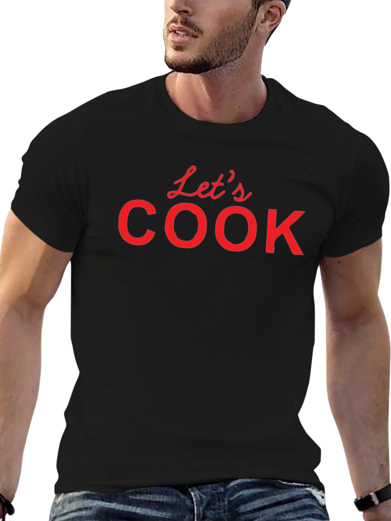 Lets Cook T-Shirt - Black Crew Neck Tee