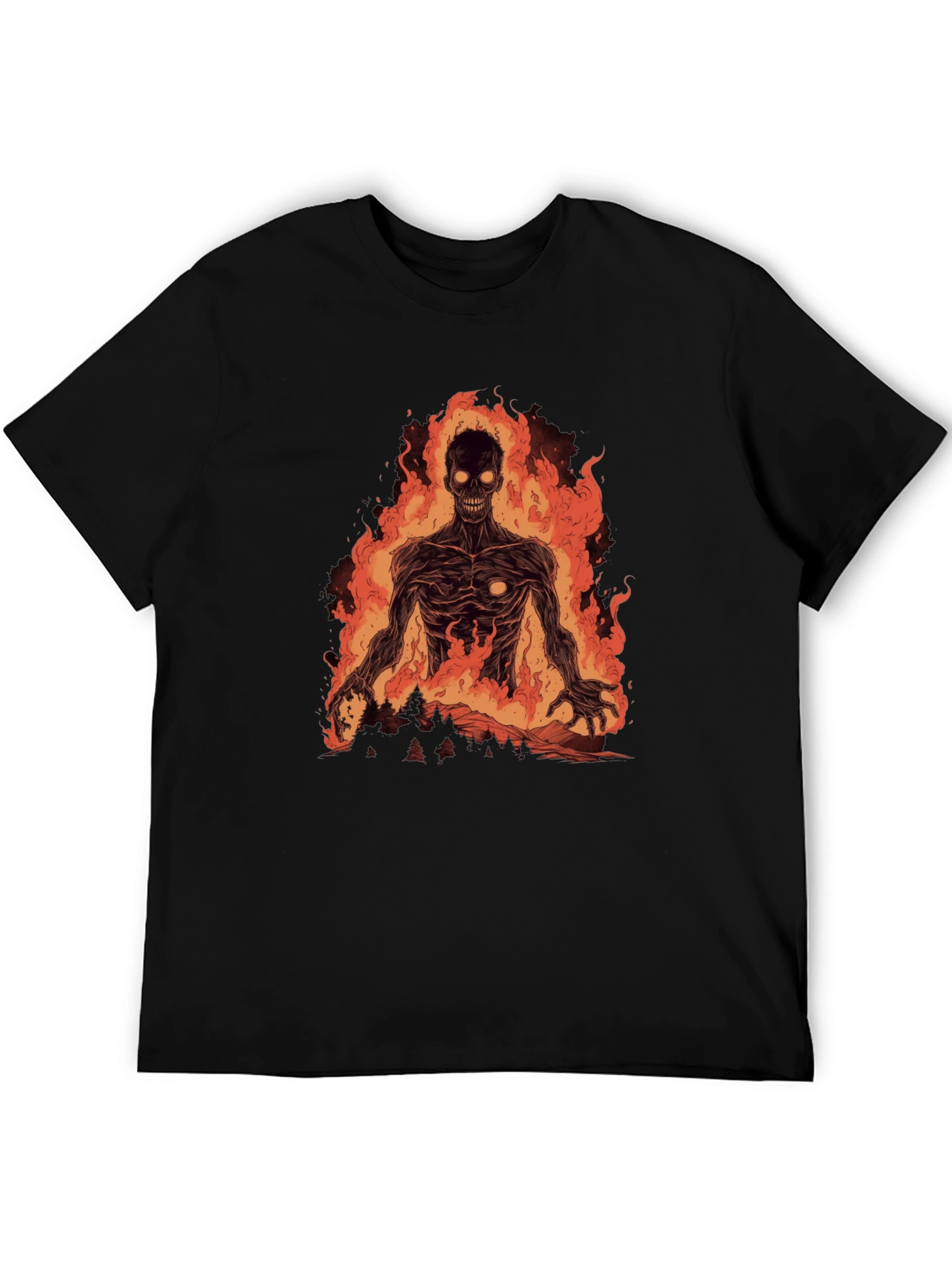 Fiery Undead Graphic Tee - Black