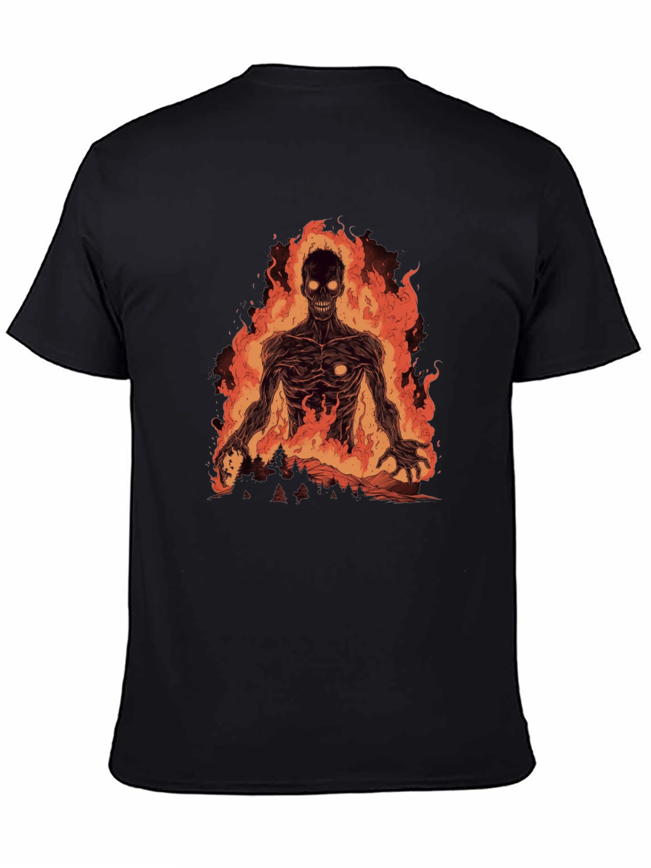 Fiery Undead Graphic Tee - Black