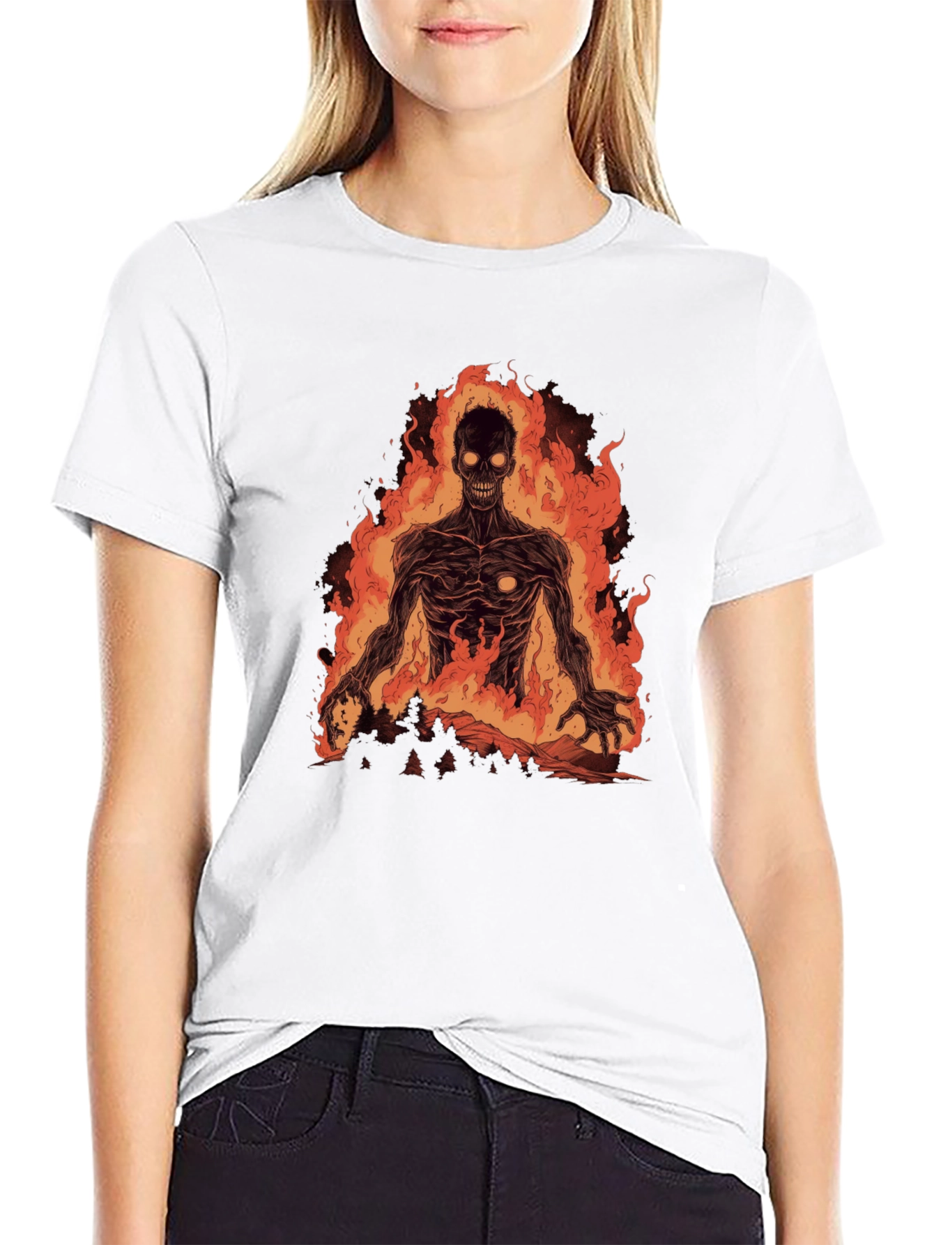 Fiery Undead Graphic Tee - Black