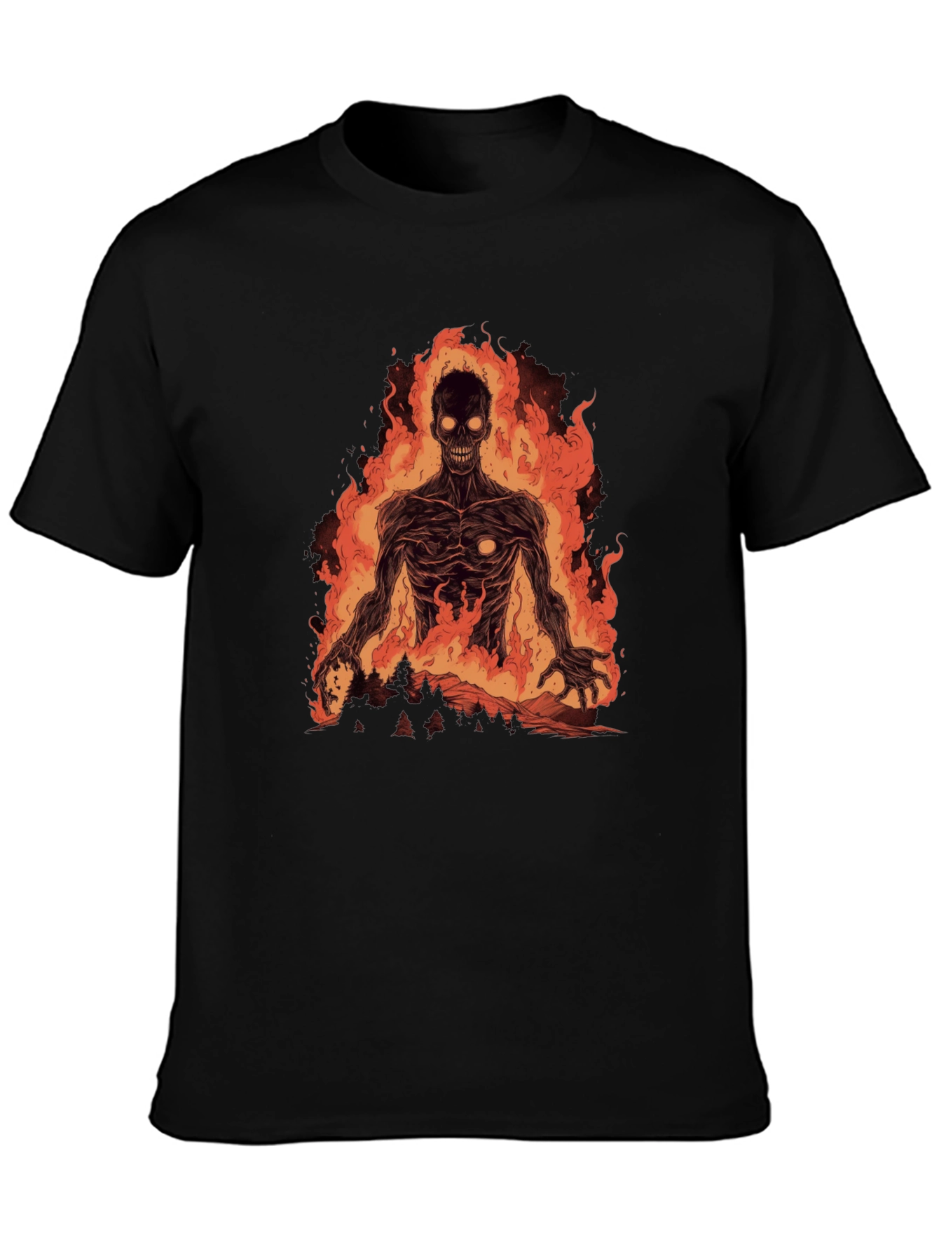 Fiery Undead Graphic Tee - Black