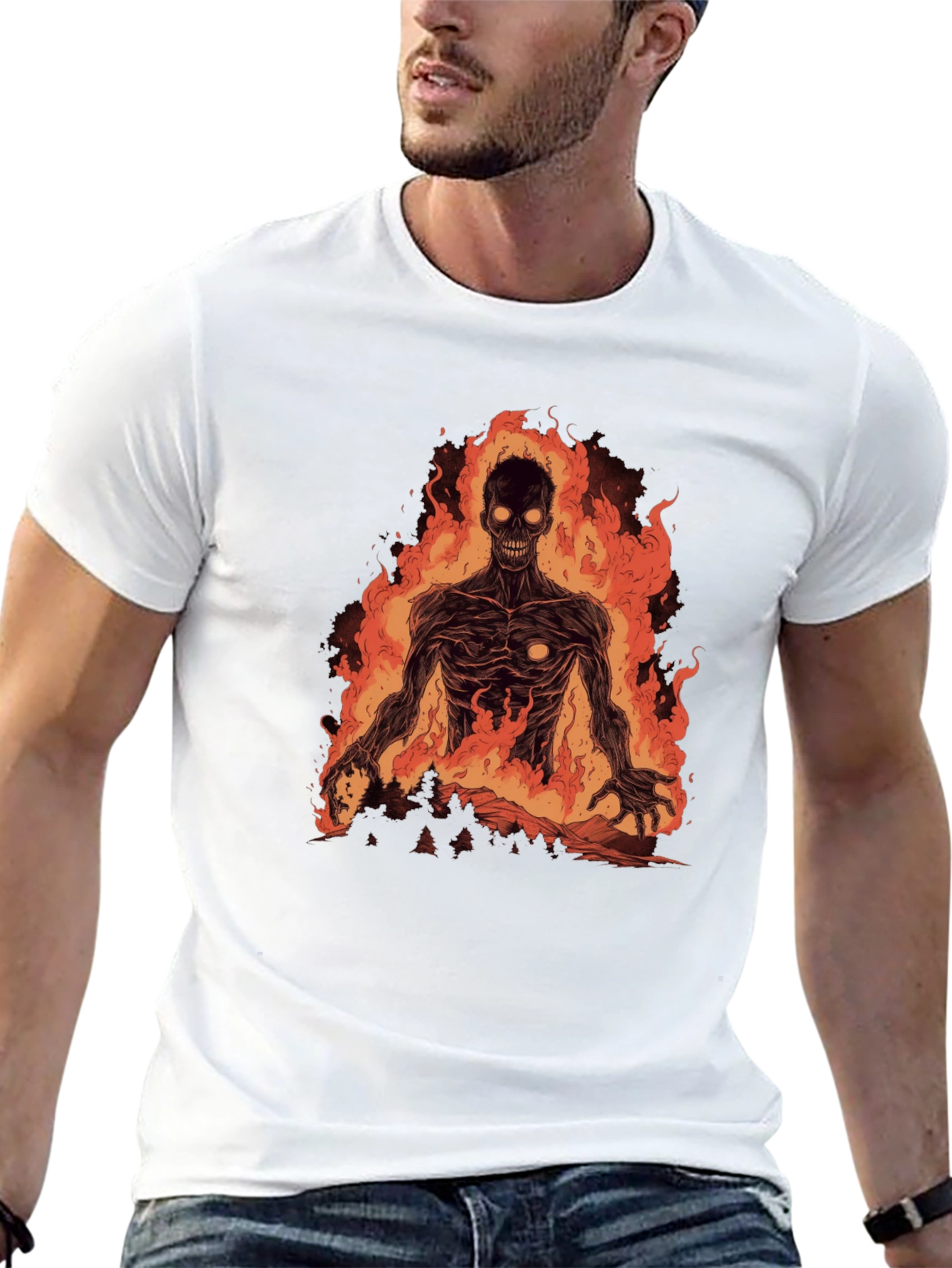 Fiery Undead Graphic Tee - Black